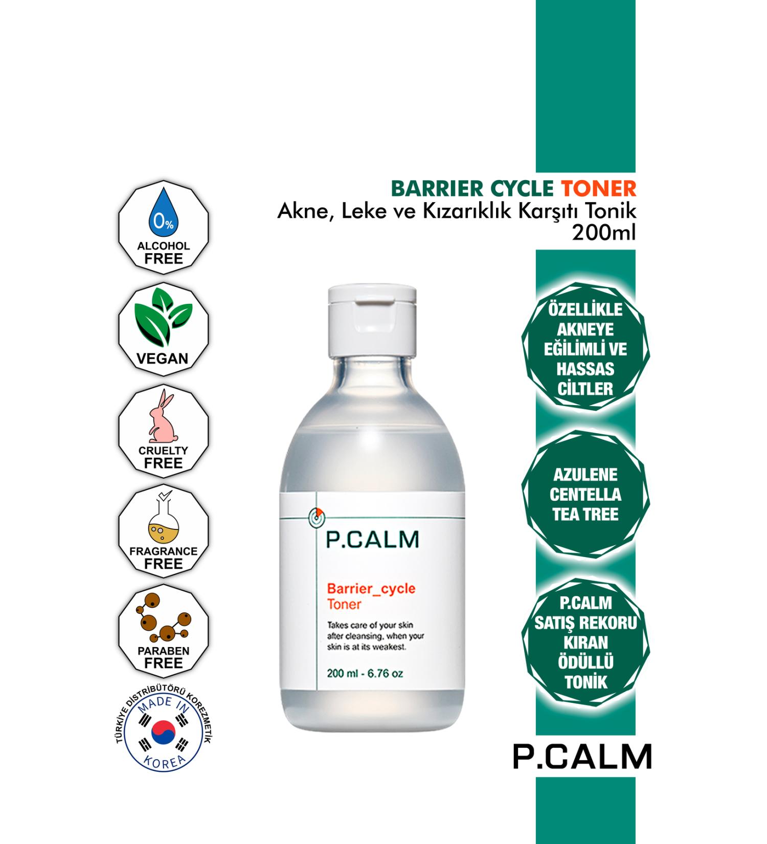 P Calm P.calm Anti-Acne Blemish and Redness Barrier Cycle Tonic with Azulene and Centella 200ml - Buy Online on GoSupps.com