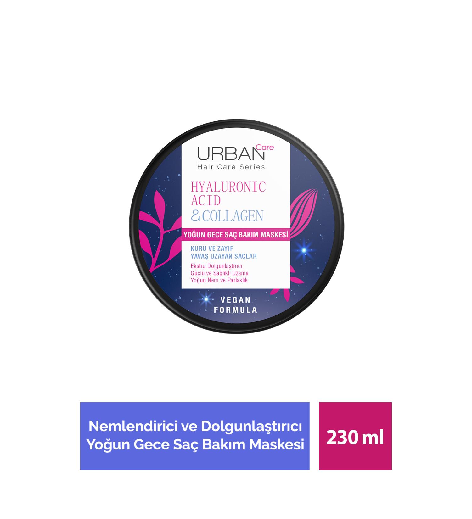 Urban Care Hyaluronic Acid & Collagen Intensive Night Hair Care Mask for Dry and Lifeless Hair 230 Ml-vegan - Buy Online on GoSupps.com