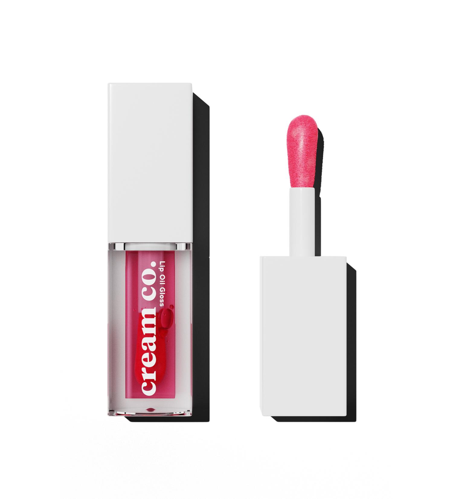 Cream Co. Lip Oil Gloss | Lip Gloss Moisturizing Lip Oil | Raspberry Flavor | Vitamin E - Buy Online on GoSupps.com