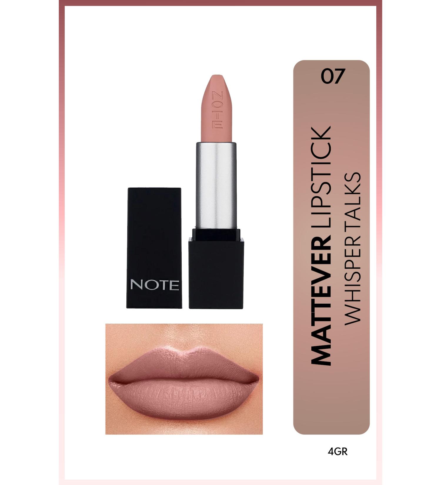 Note Cosmetics Mattever Lipstick Semi-Matte Satin Finish Lipstick 07 Whisper Talks - Nude - Buy Online on GoSupps.com
