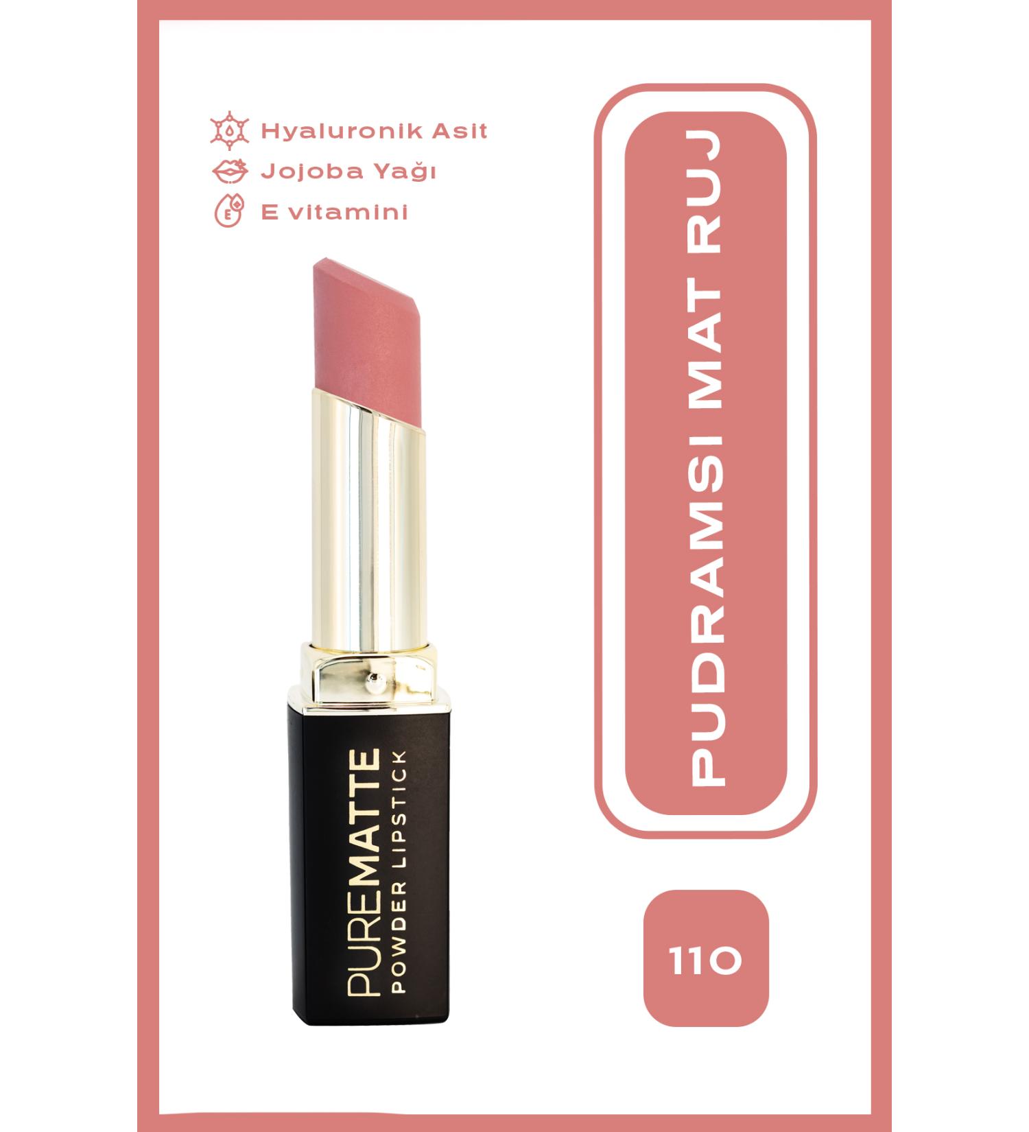 Golden Rose Pure Matte Powder Lipstick No: 110 - Powdered Matte Lipstick - 8691190533601 - Buy Online on GoSupps.com