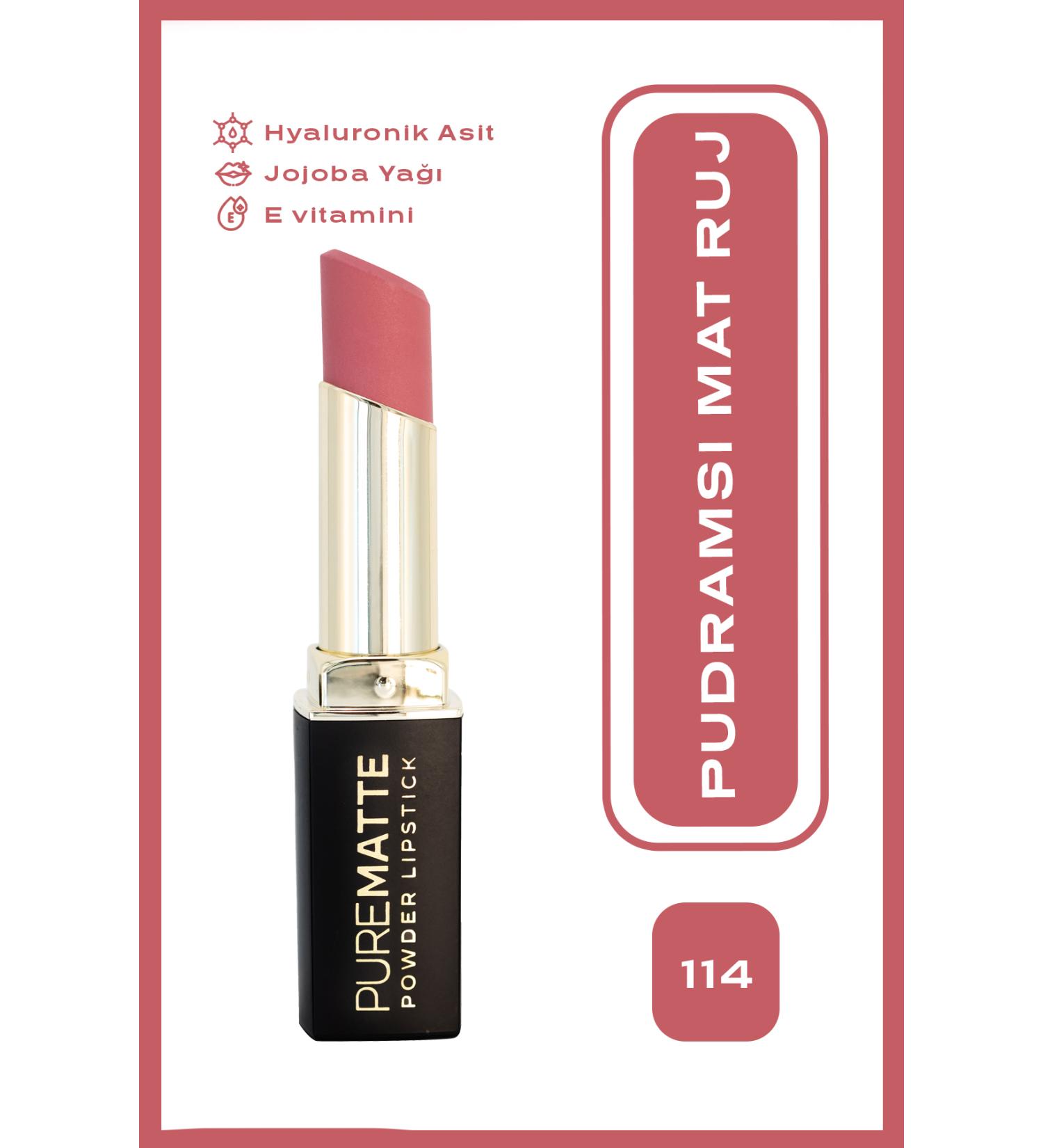 Golden Rose Pure Matte Powder Lipstick No: 114 - Powdered Matte Lipstick - 8691190533649 - Buy Online on GoSupps.com
