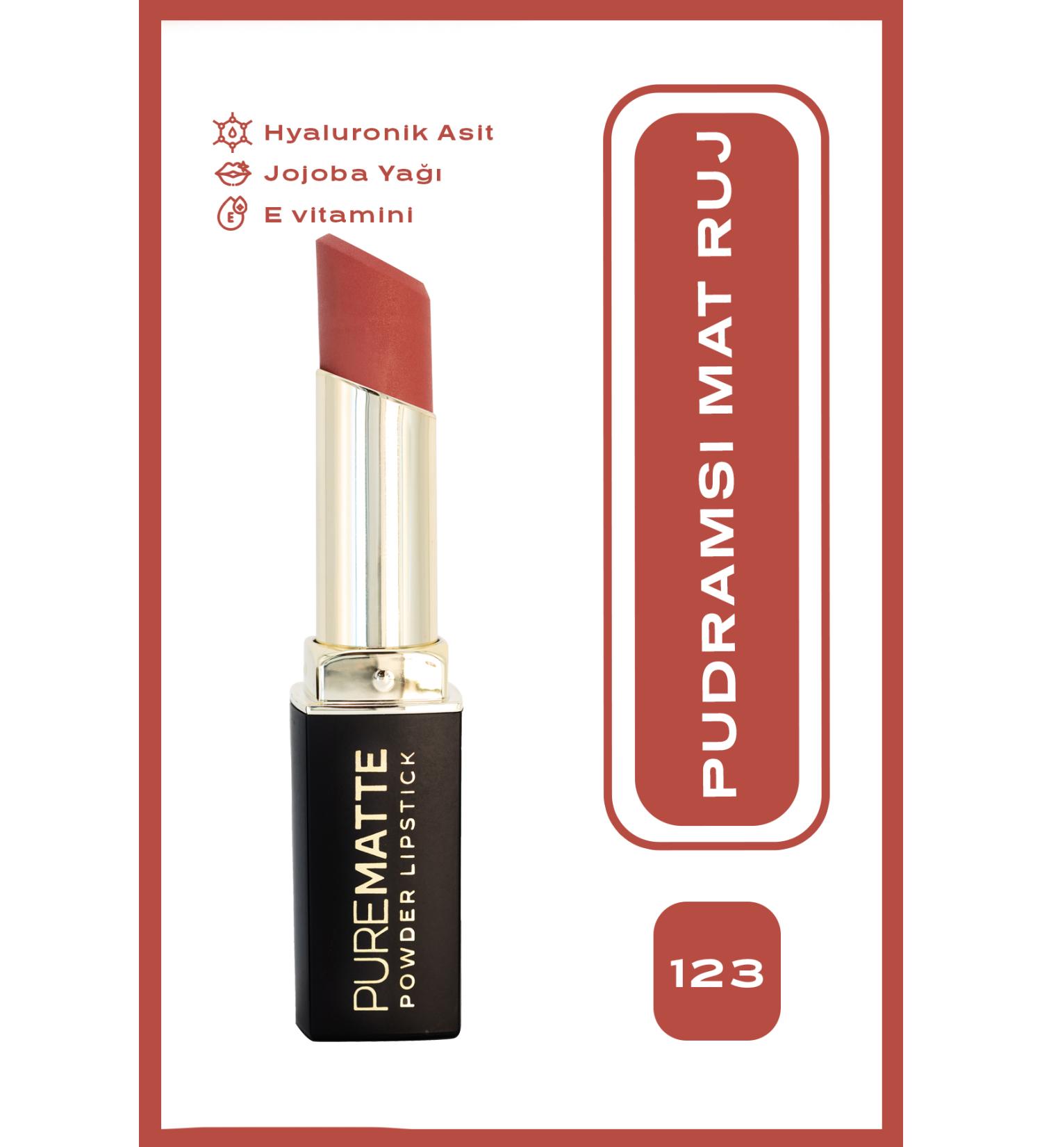 Golden Rose Pure Matte Powder Lipstick No: 123 - Pudral Mat Ruj - 8691190548148 - Buy Online on GoSupps.com