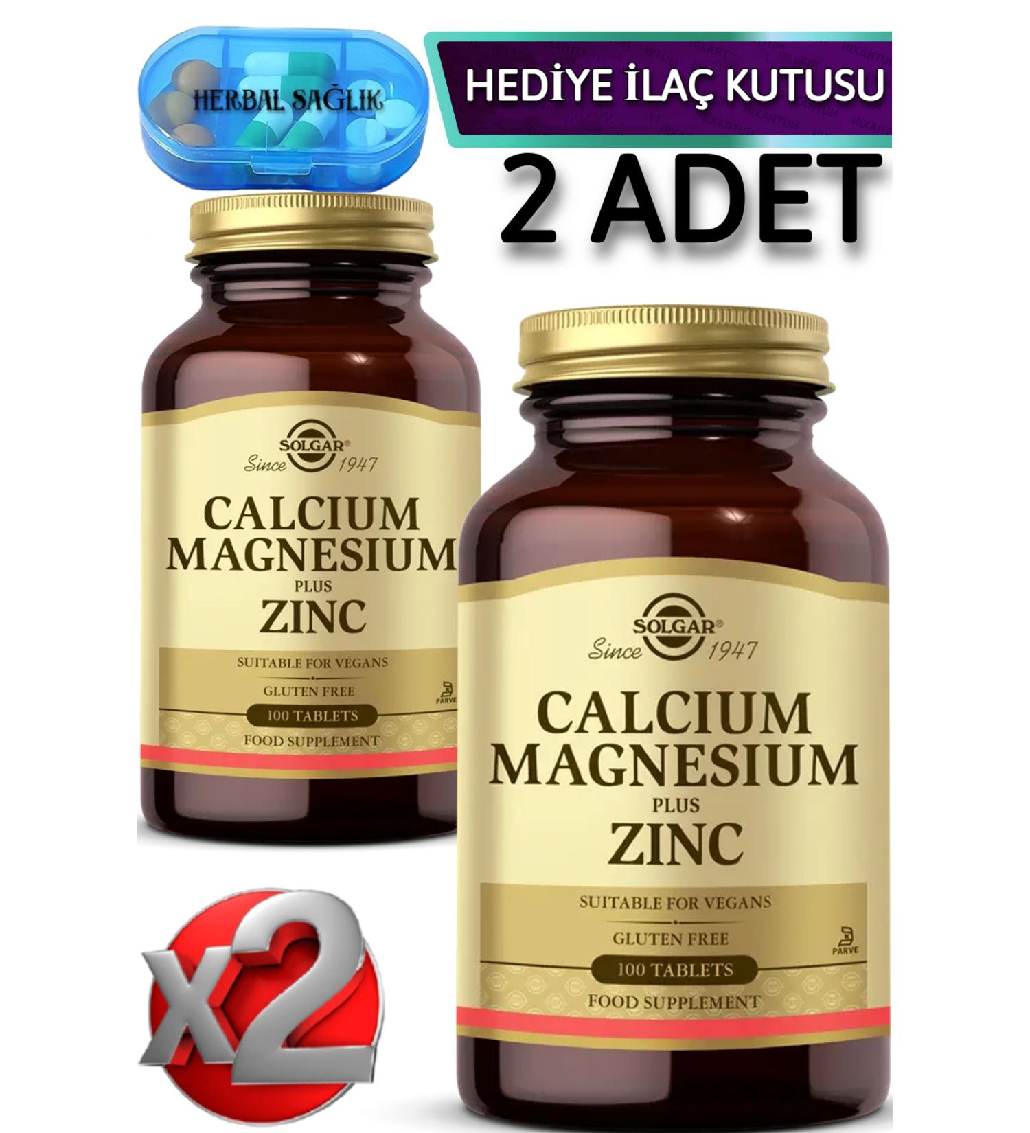 Solgar 2 Calcium Magnesium Plus Zinc-(Calcium-Magnesium-Zinc) 100 Tablets