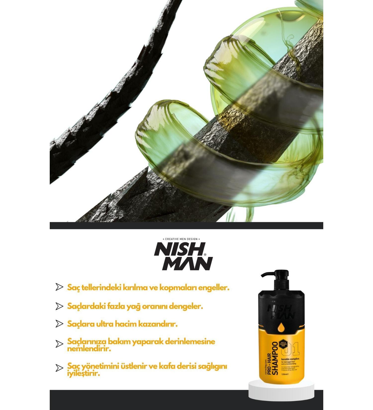 NISHMAN Keratin Complex Salt and Paraben Free / Volume Shampoo 1250 ml - Buy Online on GoSupps.com