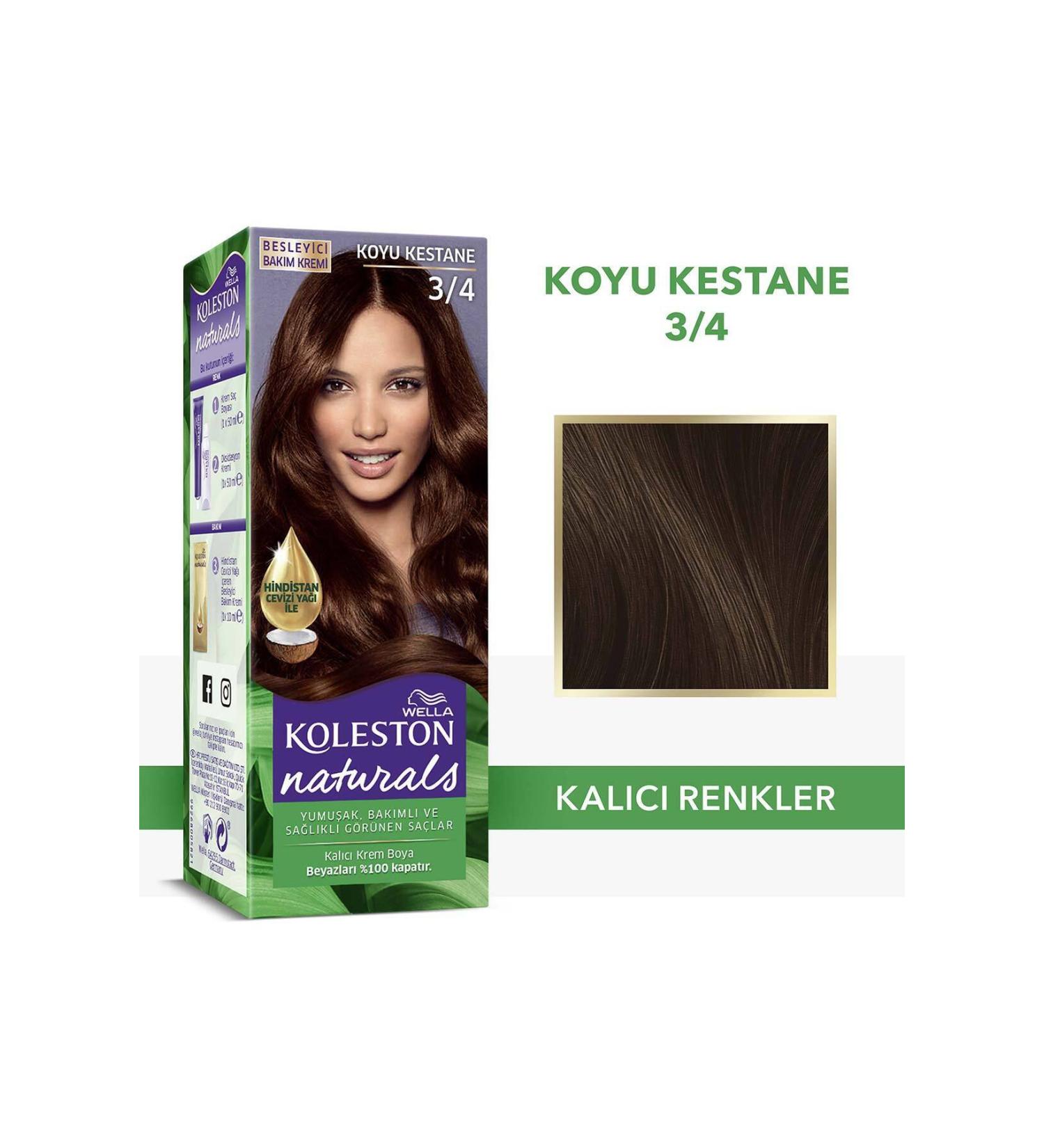 Wella Koleston Naturals Hair Dye 3/4 Dark Chestnut - Buy Online on GoSupps.com