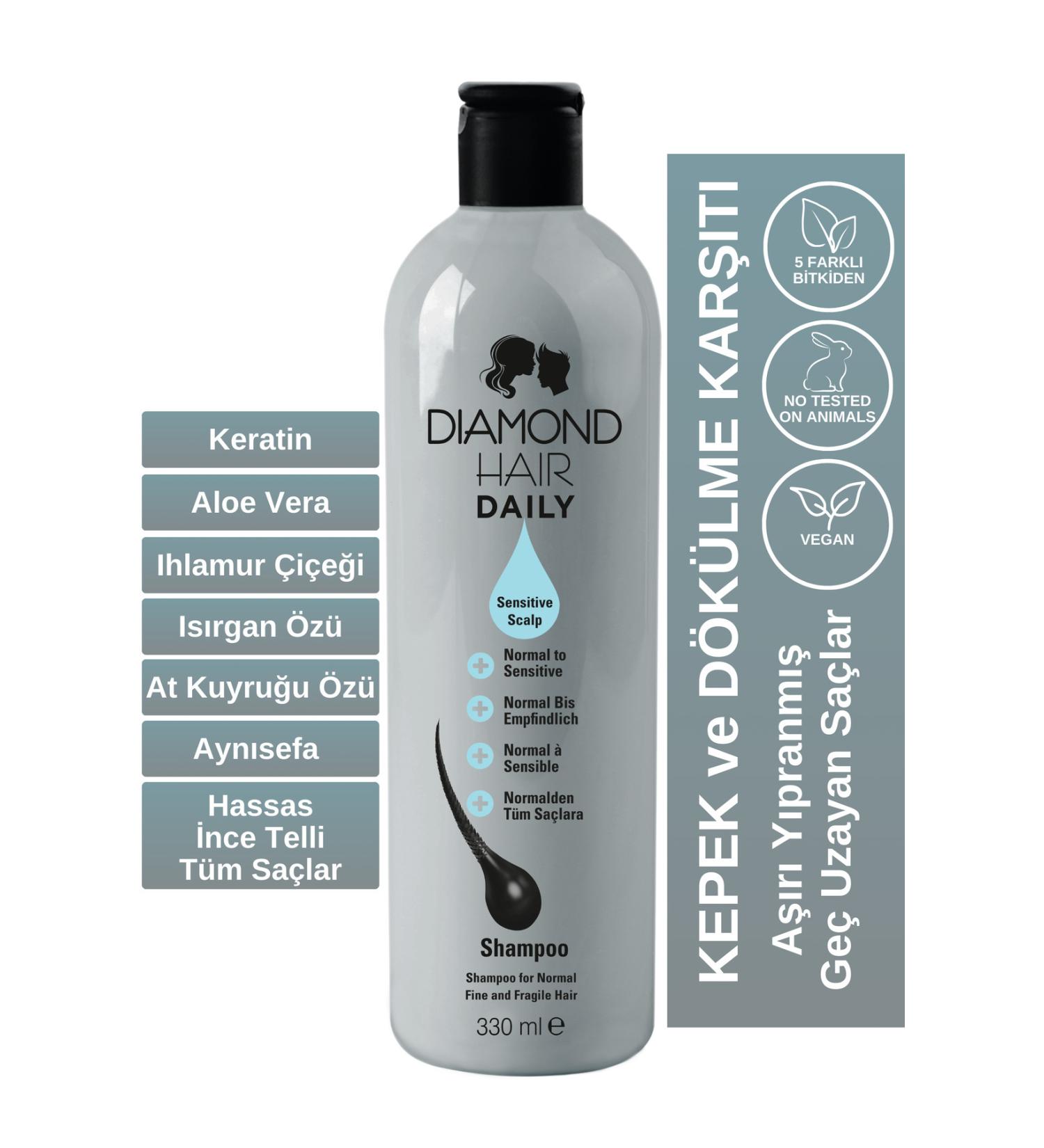 DIAMOND HAIR Repair Volume Shampoo Suitable for Sensitive Thin Dandruff Shedding Non-Extending Fragile and Tube Hair