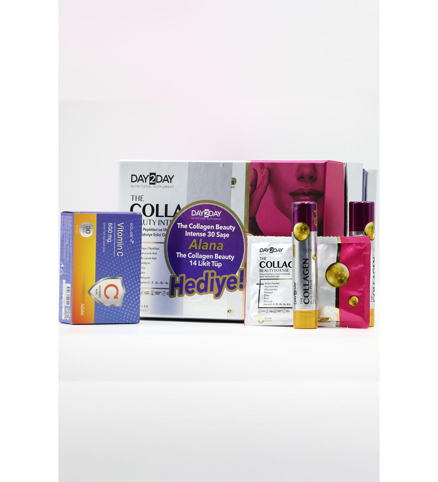 DAY2DAY The Collagen Beauty Intense 30 sachets + Liquid 14 Tubes and Vitamin C 30 TB - Buy Online on GoSupps.com