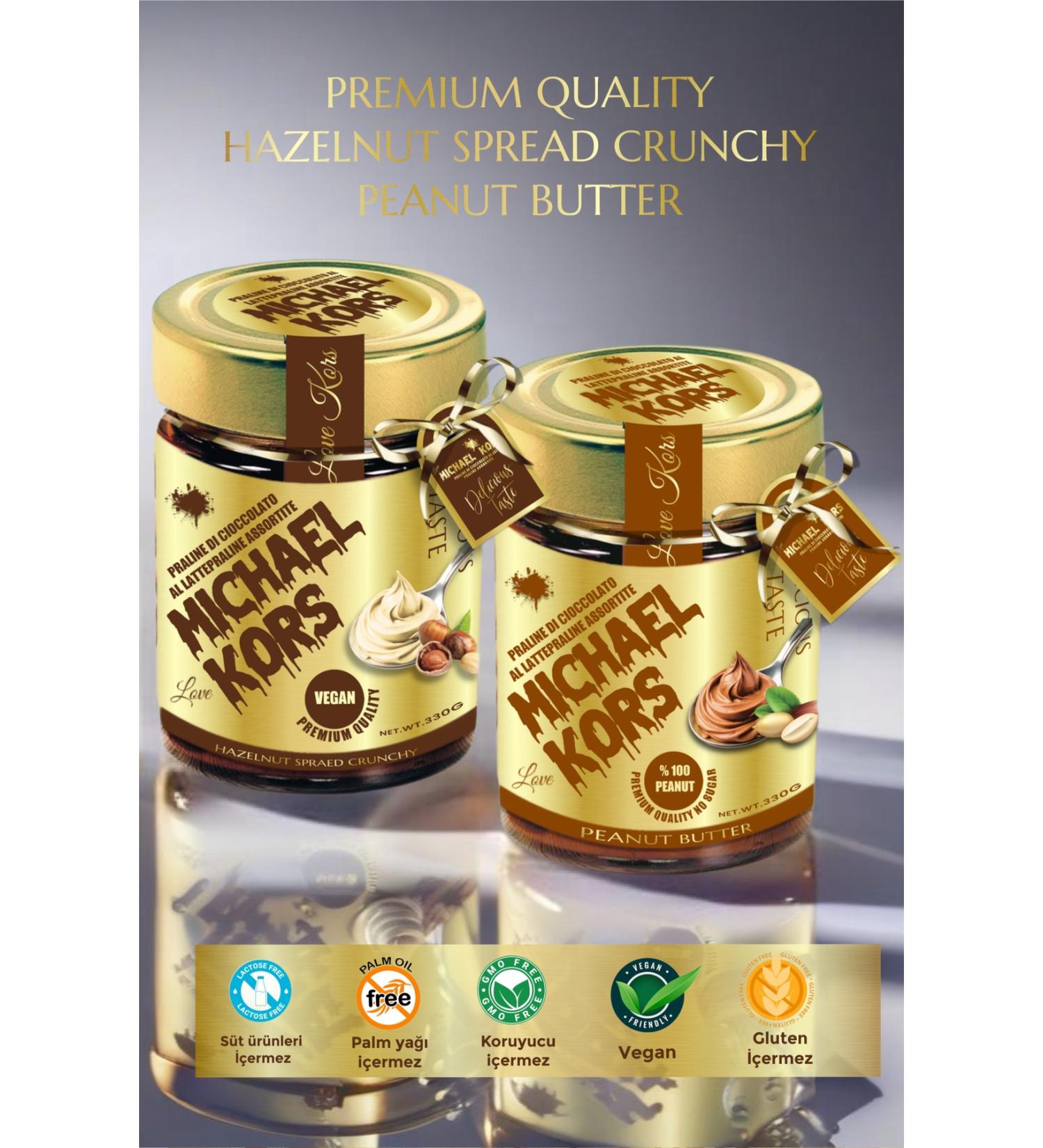 Michael Kors Love Praline Di Cioccolato Al Latte Peanut Butter Croquant Hazelnut Butter 330gx2 - Buy Online on GoSupps.com