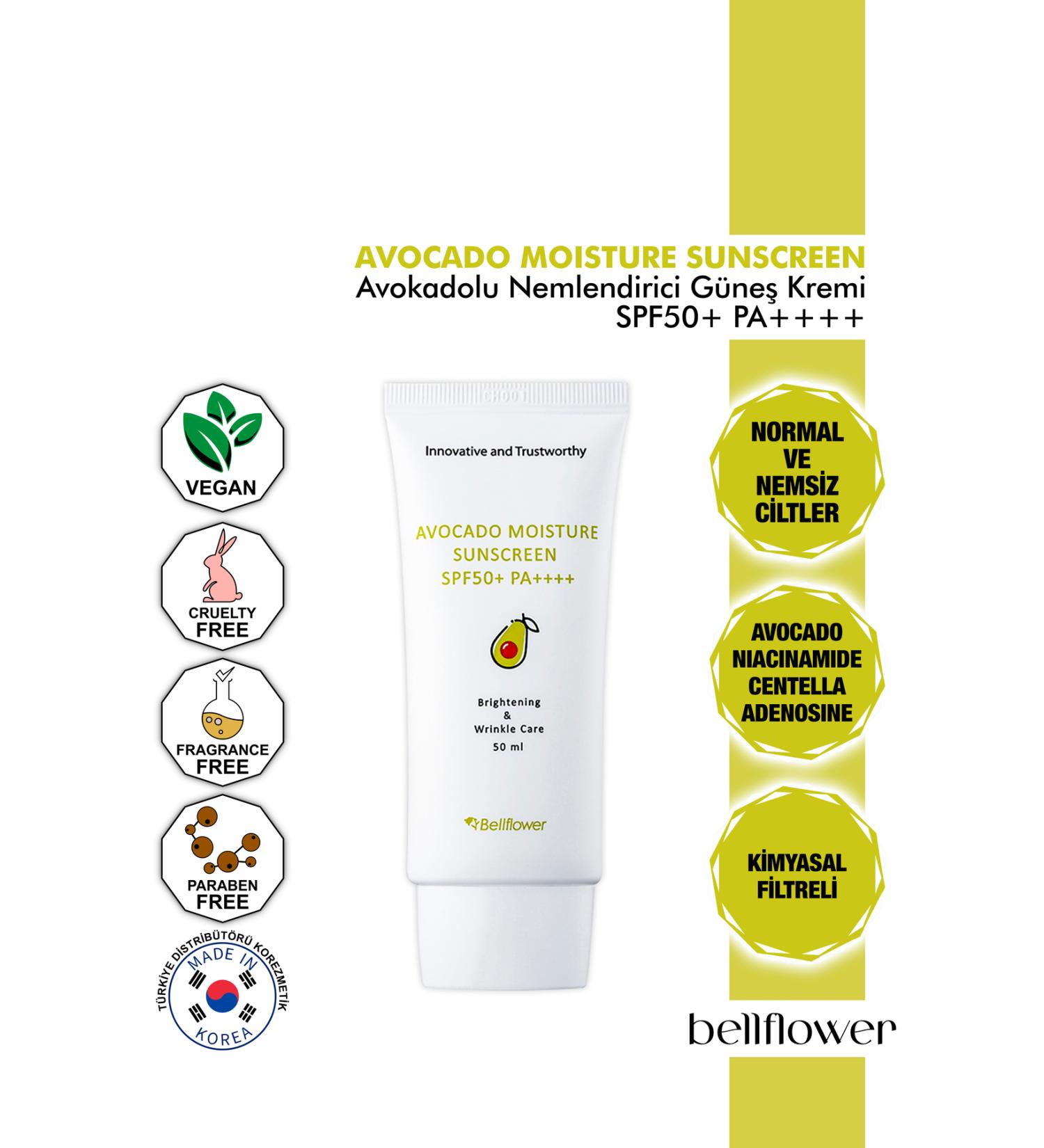 Bellflower Avocado and Centella Moisturizing Sunscreen Spf50+ Pa++++ 50ml - Buy Online on GoSupps.com