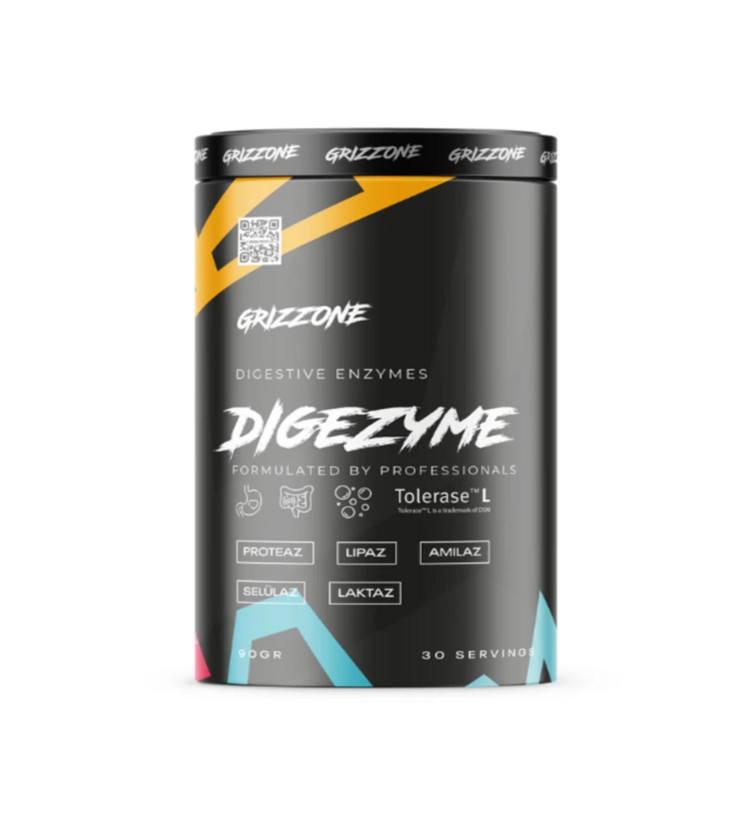 GRIZZONE DIGEZYME DIGESTIVE ENZYMES (90GR 30 SERVINGS) (PATENTED PRODUCT)