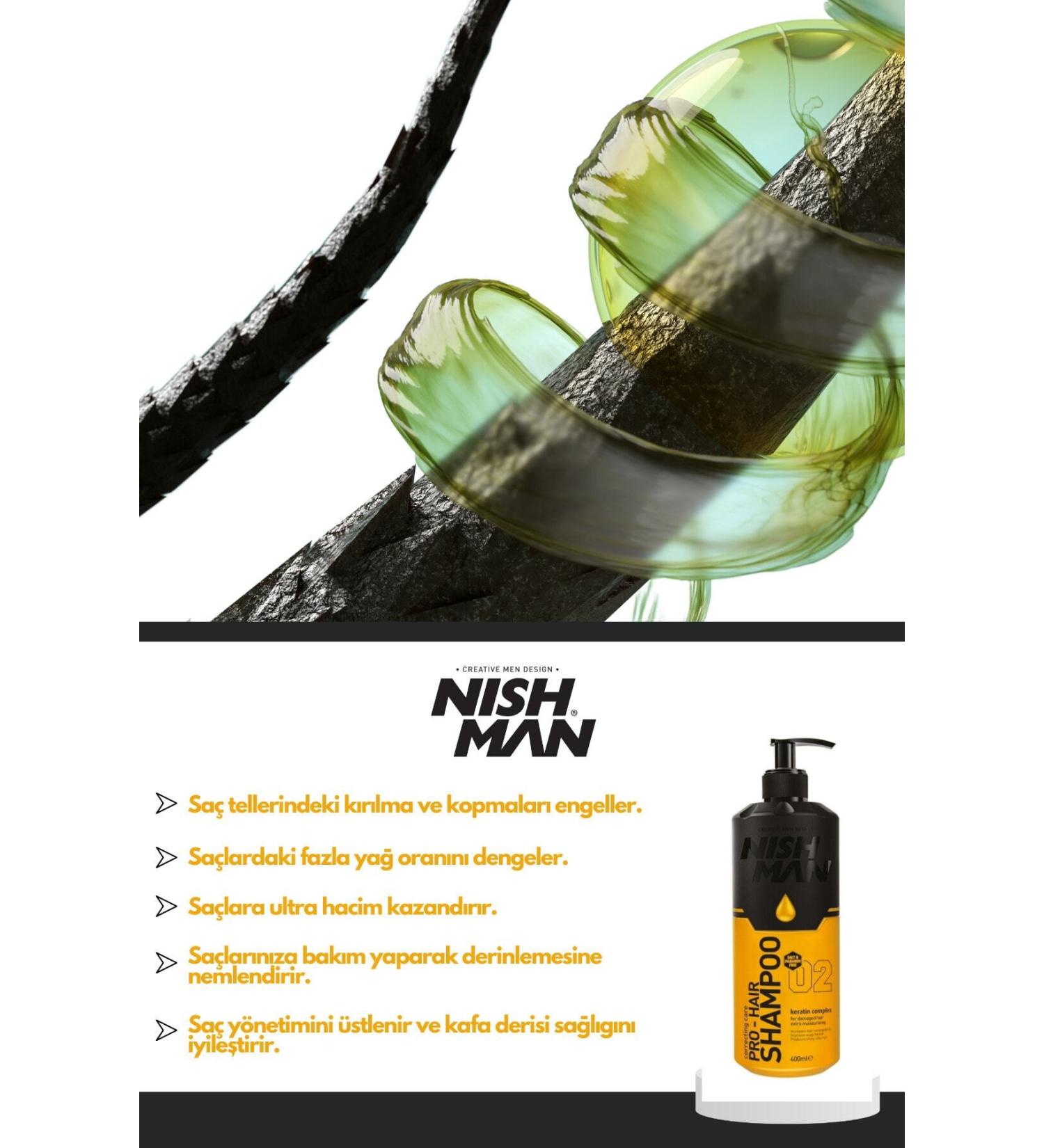 NISHMAN Keratin Complex Salt and Paraben Free / For Oily Hair / Volume Shampoo 400 Ml - Buy Online on GoSupps.com