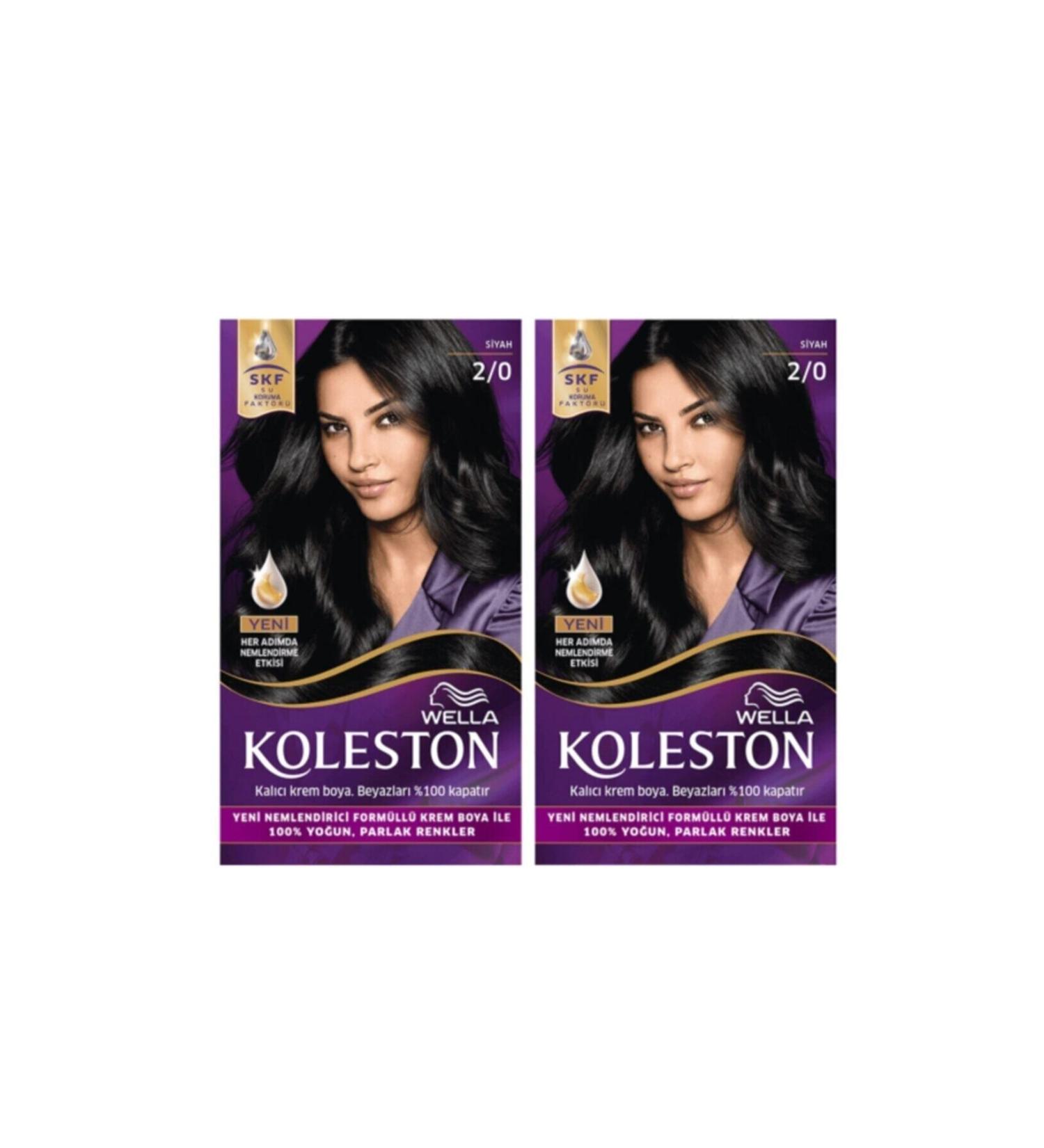 Wella Koleston Kit Hair Dye 2/0 Black 2 Pieces