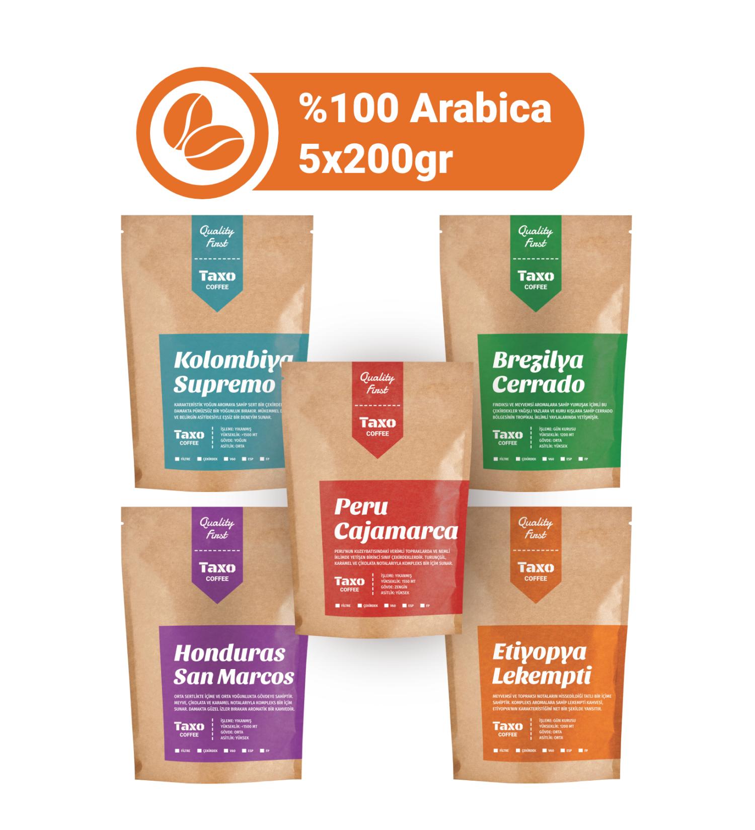 Taxo Coffee 5x200gr Quality Coffee Trial Set - Buy Online on GoSupps.com