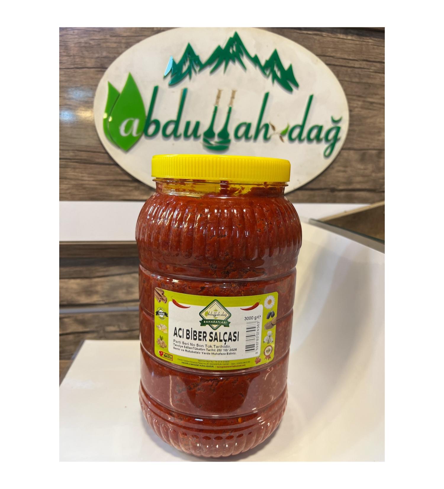 ABDULLAH DA Hatay Local Natural Hot Pepper Paste Hot 3 Kg / 3000 gr