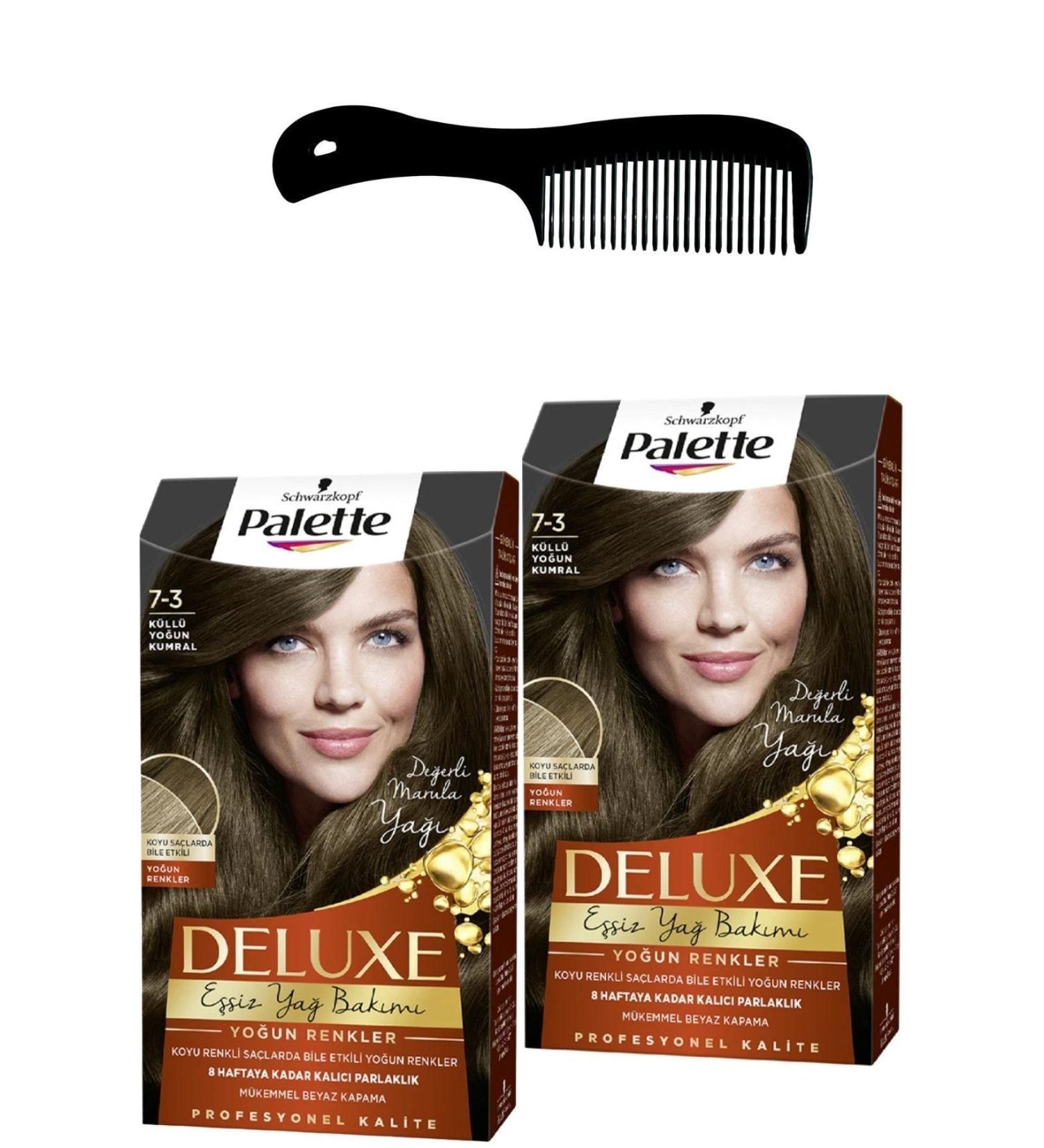 Palette Deluxe Intense Colors Hair Dye 7-3 Ash Intense Blonde X 2 Pieces + Hair Opening Comb