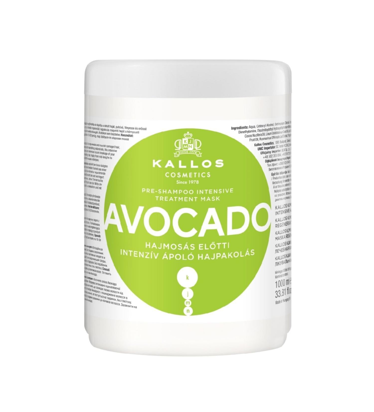 Kallos Cosmetics Avocado Enriched Pre-Shampoo Intensive Care Mask 1000ml