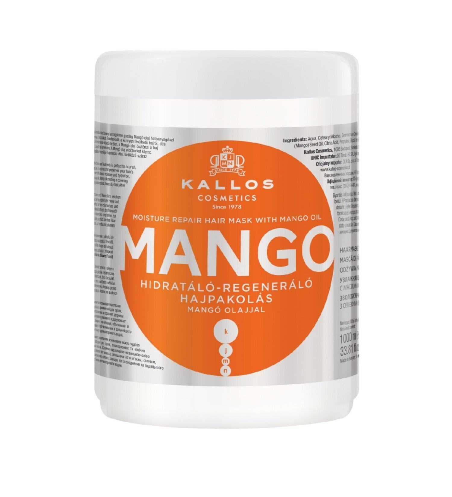 Kallos Cosmetics Moisturizing and Repairing Hair Care Mask with Mango Oil 1000ml