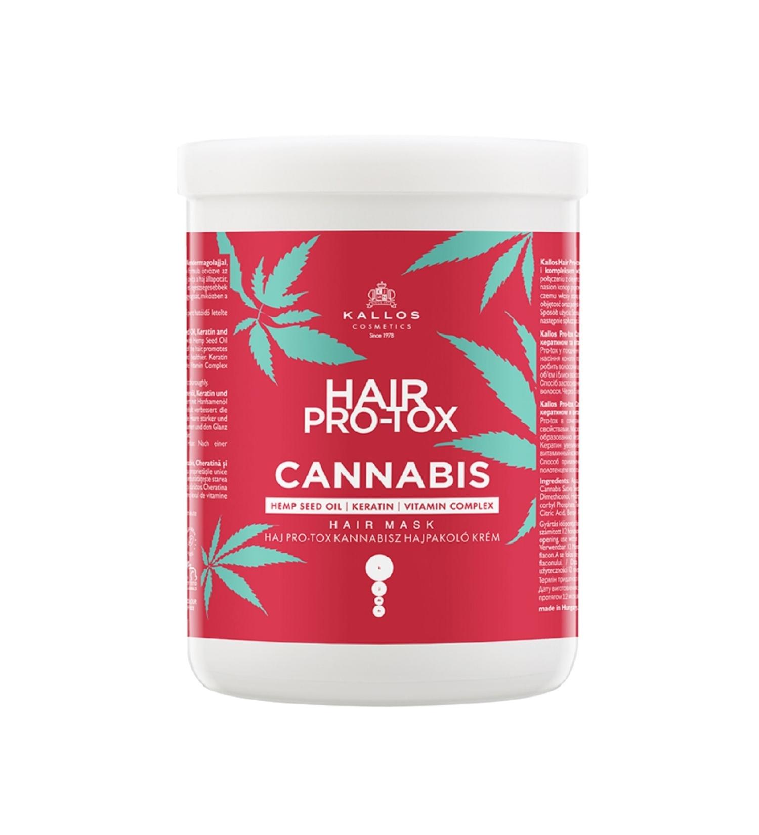 Kallos Cosmetics Hair Pro-tox Cannabis 1000ml Hair Mask Containing Hemp Seed Oil Keratin and Vitamin Complex