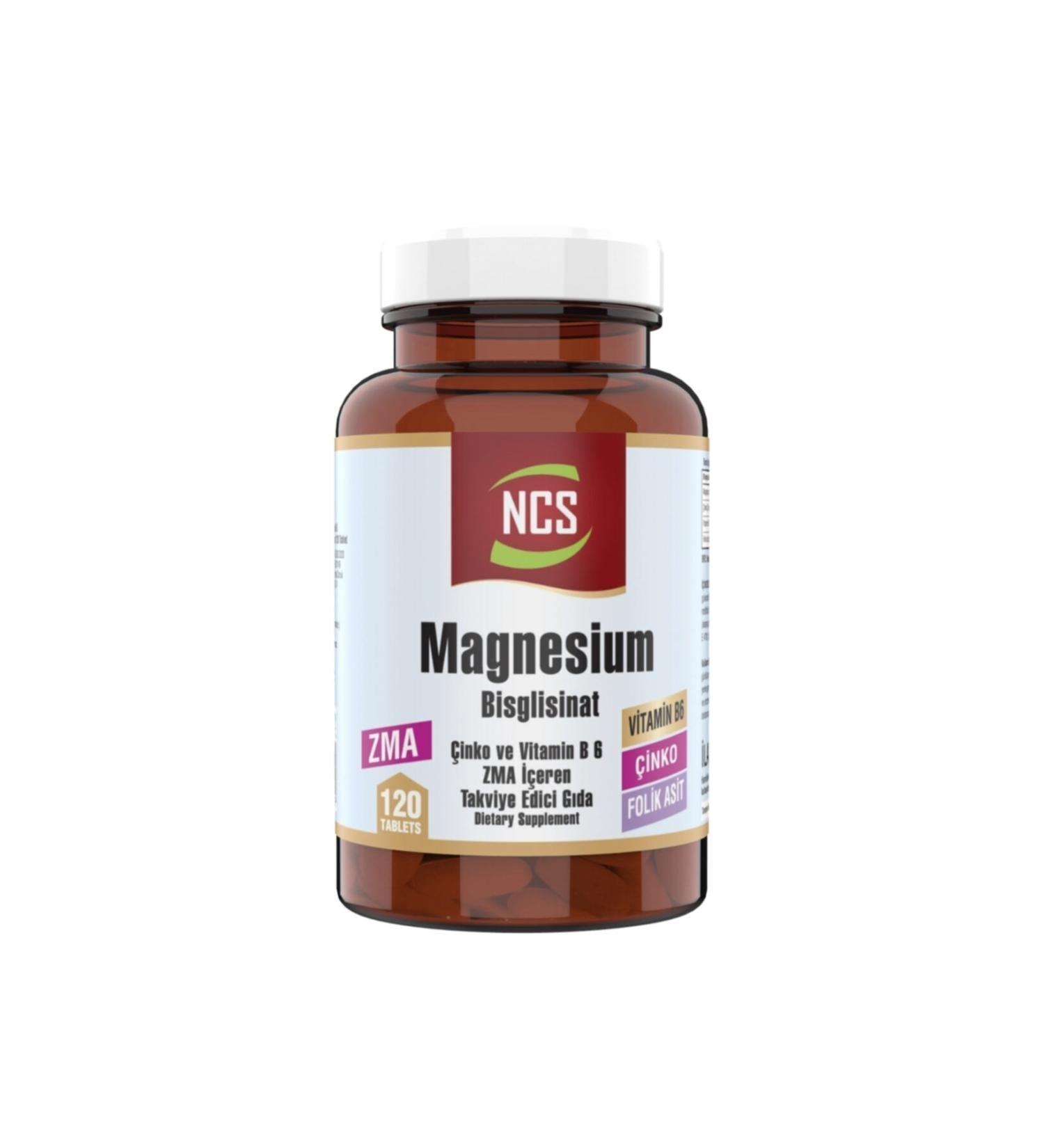 Ncs Zma Magnesium Bisglycinate Zinc Folic Acid Vitamin B 6 120 Tablets - Buy Online on GoSupps.com
