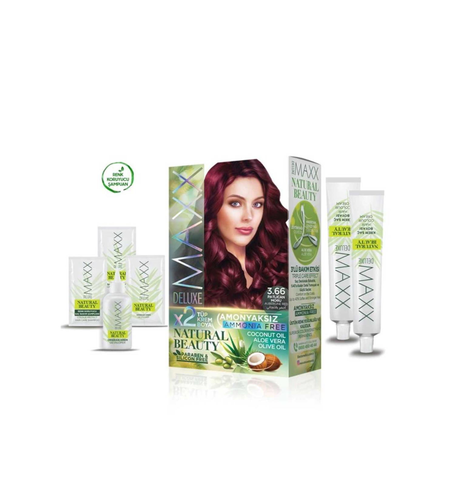 Pack Natural Beauty Ammonia Free Hair Dye 3.66 Eggplant Purple - Lisinya alithestereo