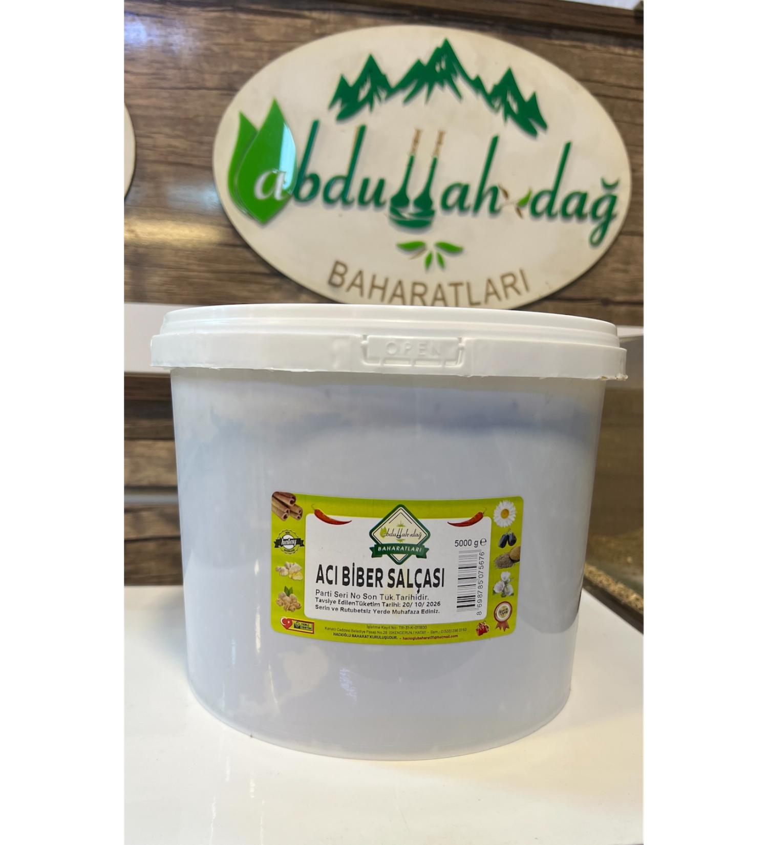 ABDULLAH DA Hatay Local Natural Hot Pepper Paste Hot 5 Kg / 5000 gr Bucket
