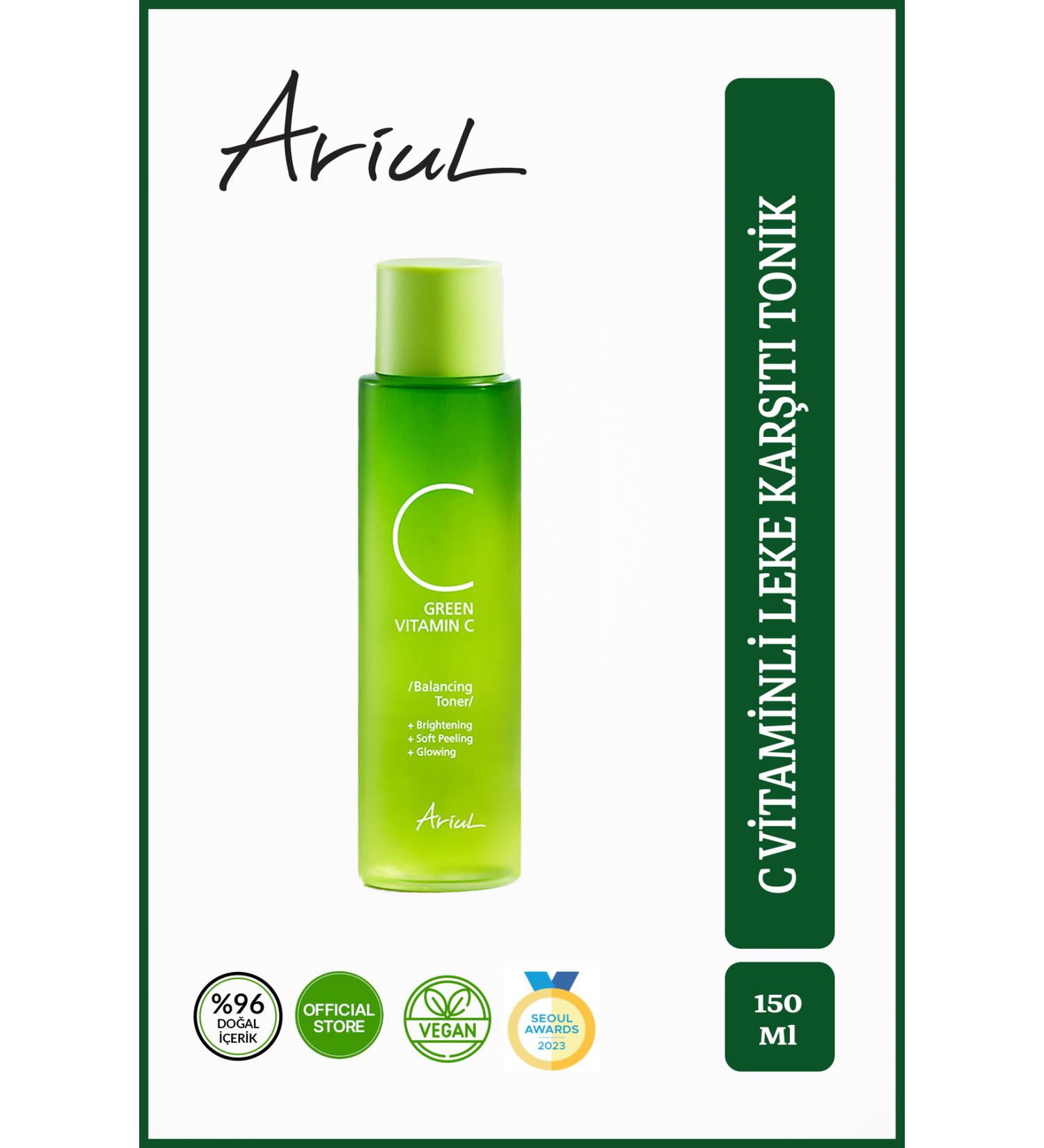 Ariul Green Vitamin C Toner 150 Ml | Tone Equalizer Anti-Stain | Glutathione Pha 13 Vitamin Complex - Buy Online on GoSupps.com