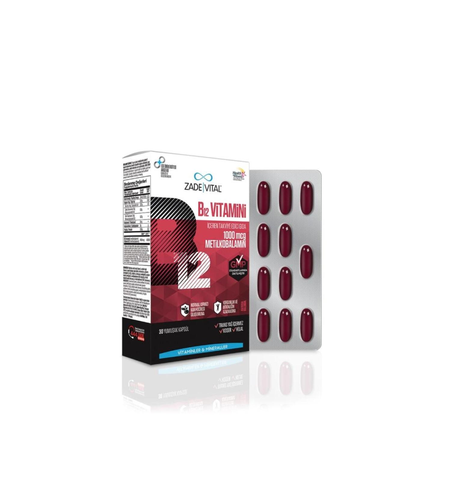 Zade Vital Vitamin B12 1000mcg 30 Capsules