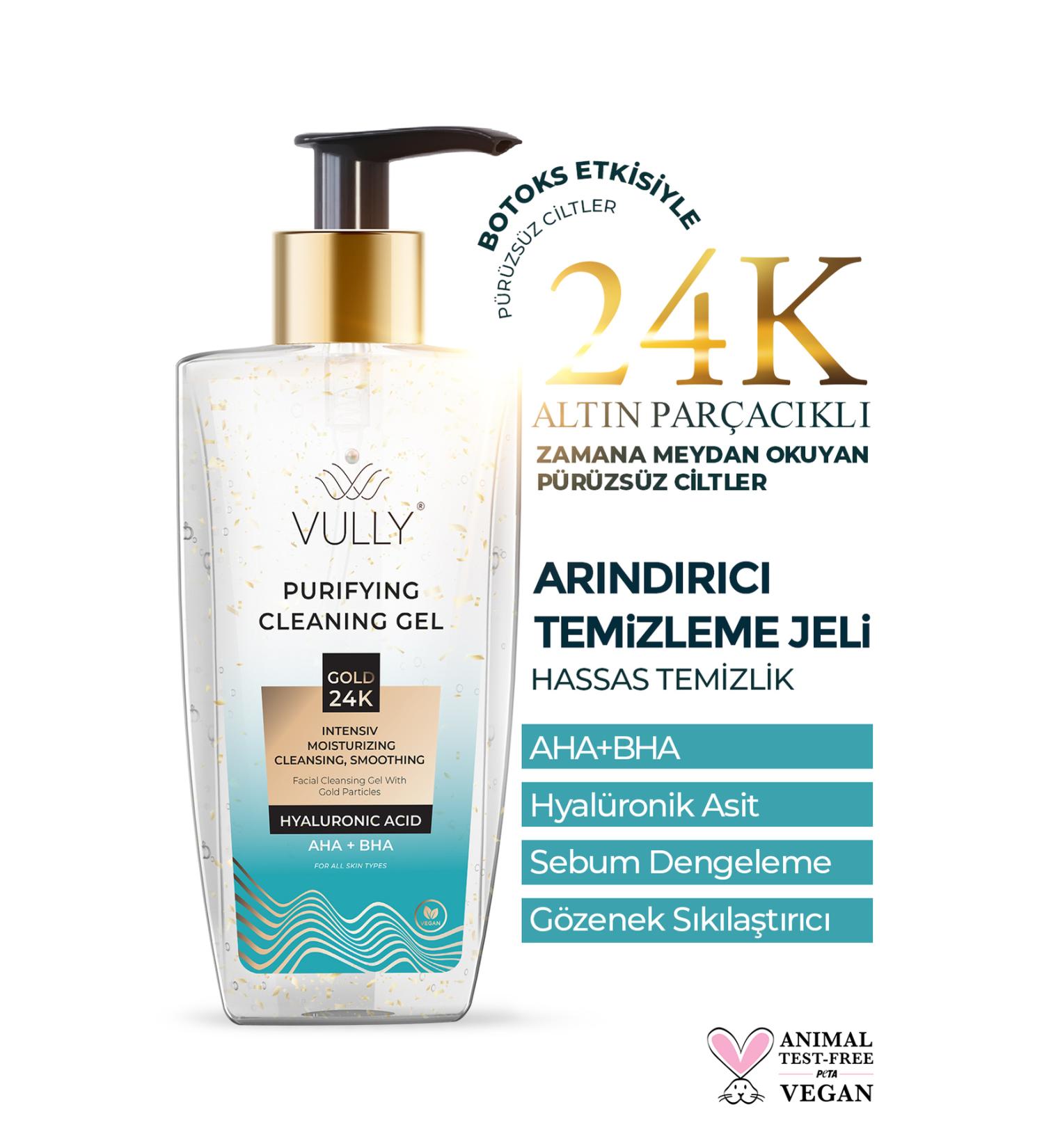 VULLY 24k Gold Particle Purifying Moisturizing Pore Tightening Facial Cleansing Gel 200 Ml - Buy Online on GoSupps.com