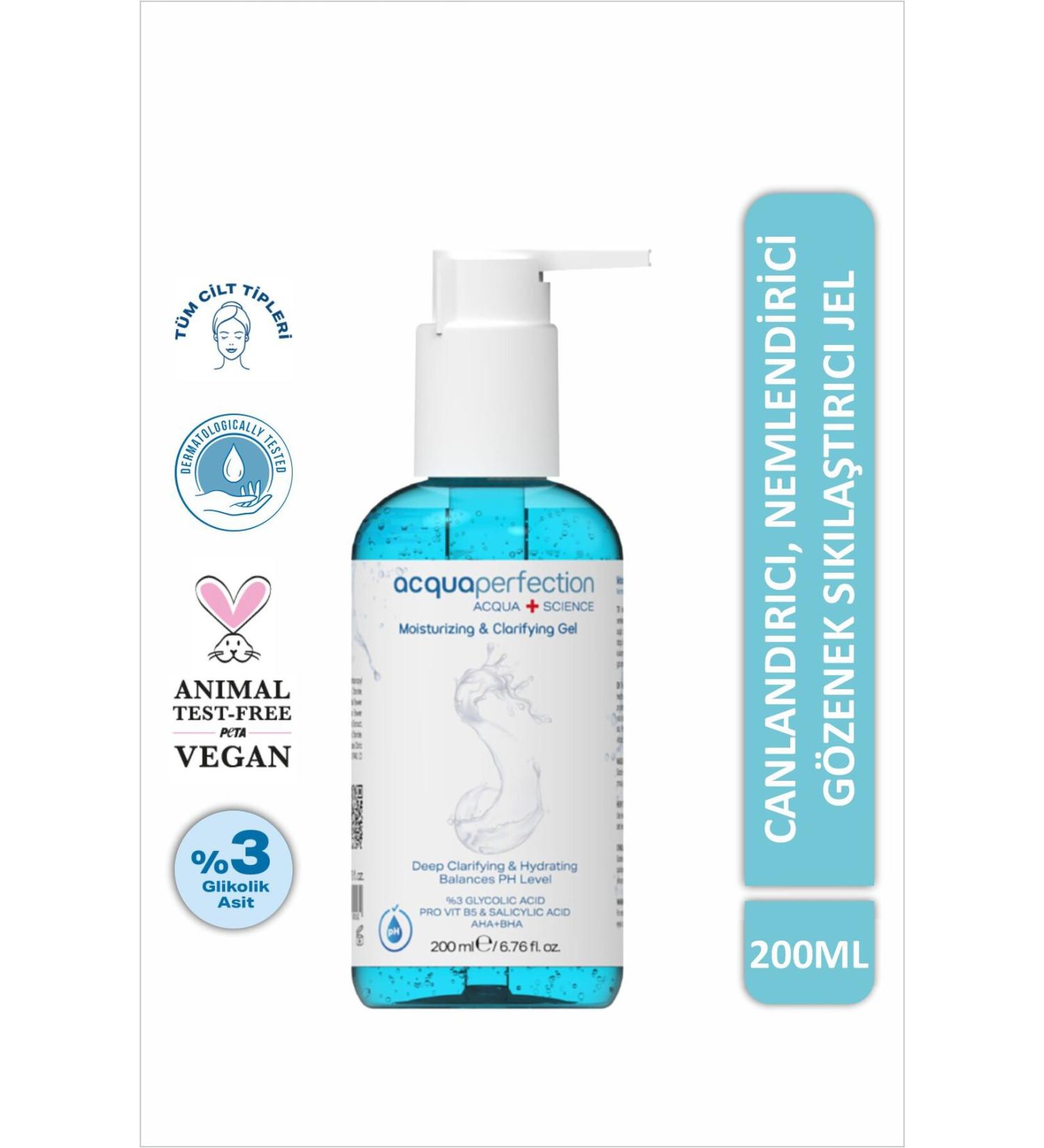 Acqua Perfection Revitalizing Moisturizing and Pore Tightening Glycolic Salicylic Acid Facial Cleansing Gel 200 ml - Buy Online on GoSupps.com