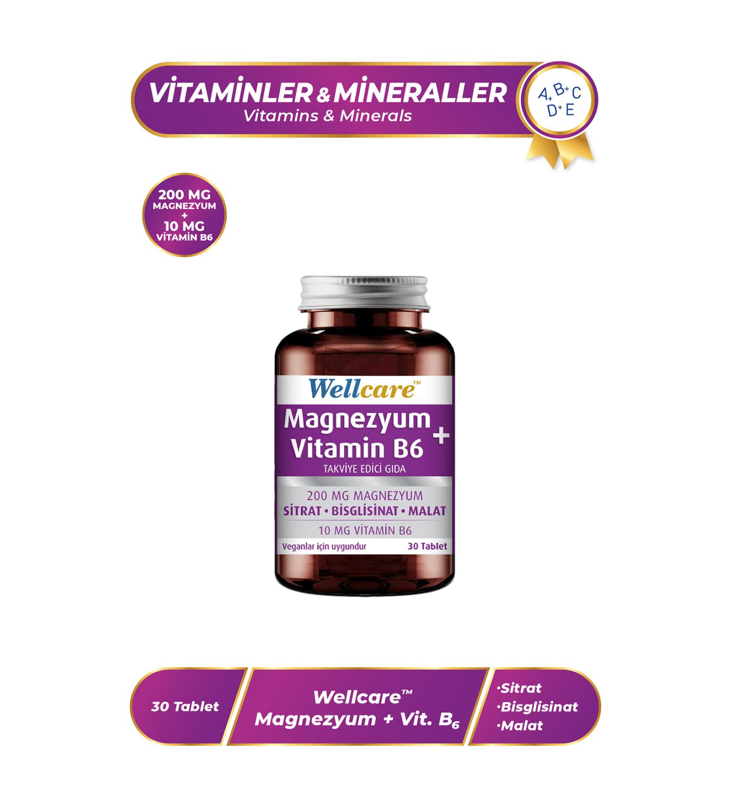 Wellcare Magnesium Vitamin B6 - 30 Tablets - Buy Online on GoSupps.com