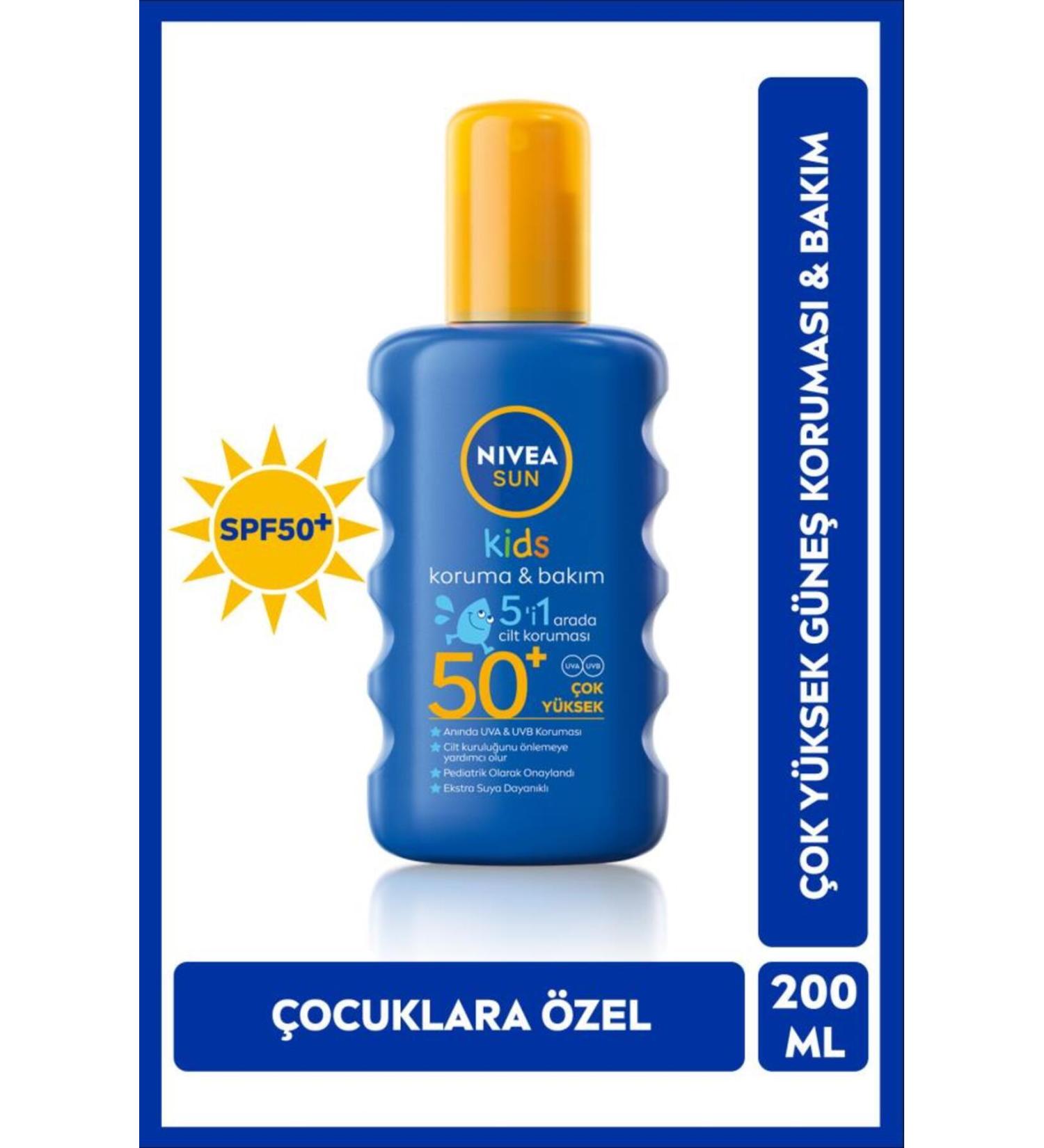 NIVEA Sensitive Sun Protection and Waterproof Baby 5-Dec-1 Care Spray for Children-Spf 50 cream