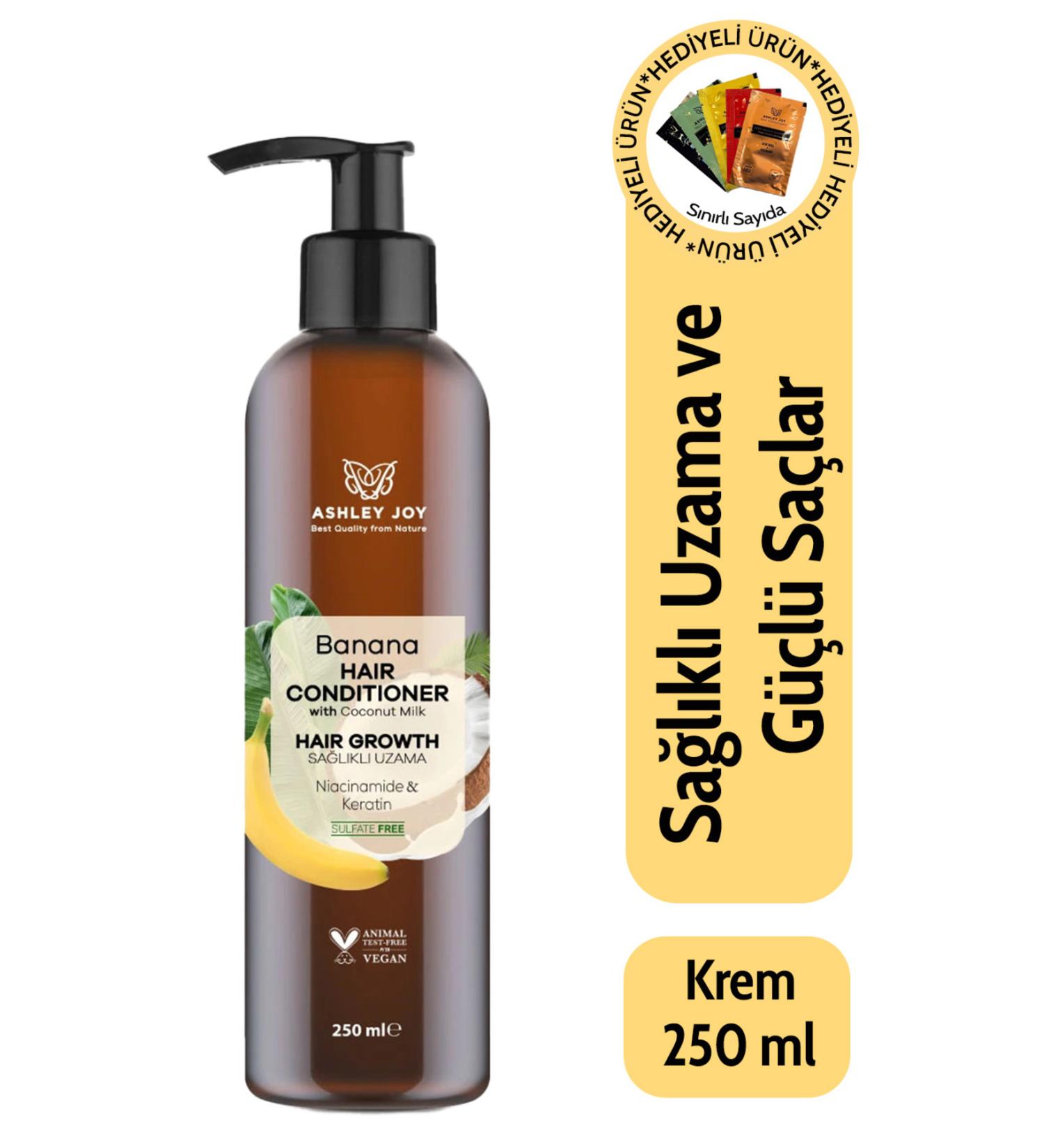 Ashley Joy Banana Hair Conditioner for Slow Growing Hair Containing Vegan Keratin Helping to Grow Fast 250 ml - Buy Online on GoSupps.com