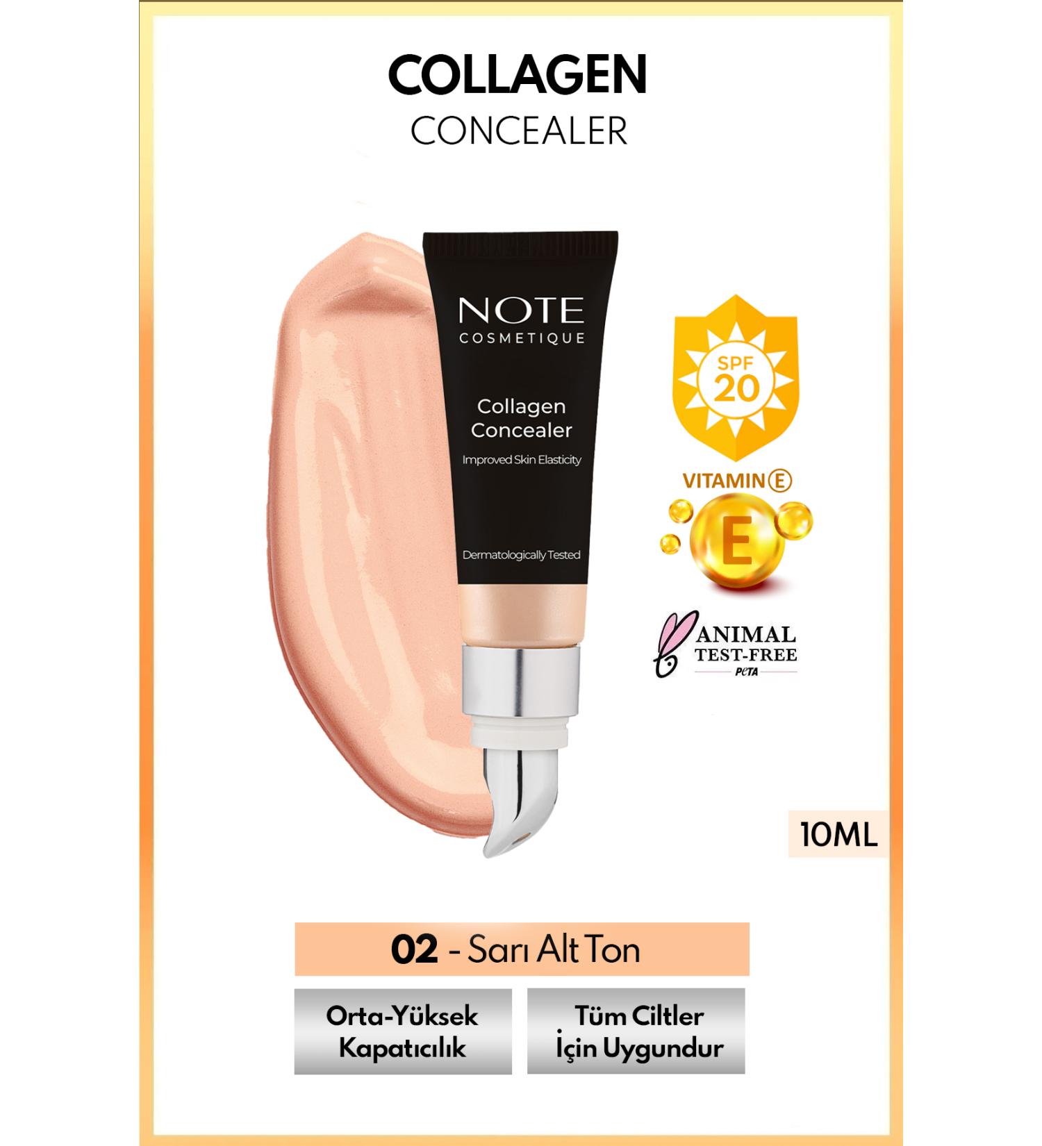 Note Cosmetics Collagen Concealer Spf 20 Collagen Containing Under Eye Concealer - 02 Medium Light - Buy Online on GoSupps.com