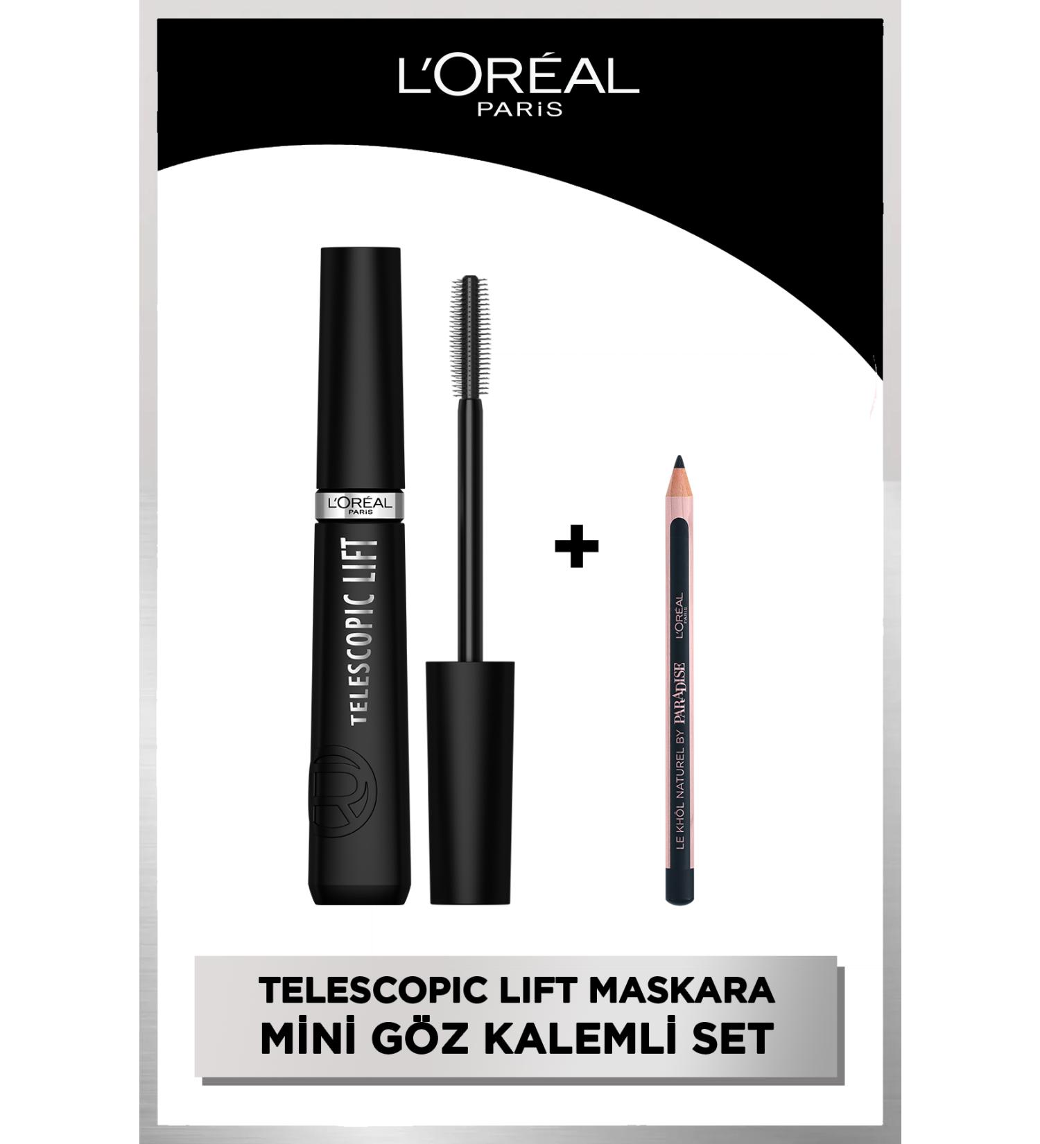 L'Oreal Paris Telescopic Lift Mascara & Paradise Le Khol Mini Eyeliner Makeup Set - Buy Online on GoSupps.com