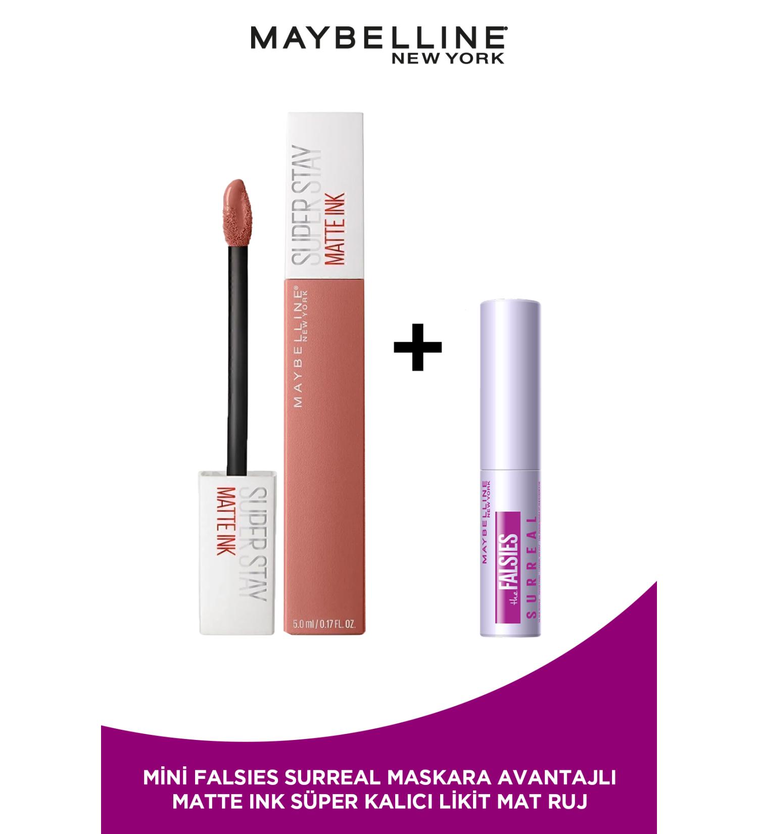 Maybelline New York Super Stay Matte Ink Unnude Liquid Matte Lipstick 65 Seductress & Mini Falsies Surreal Mascara - Buy Online on GoSupps.com