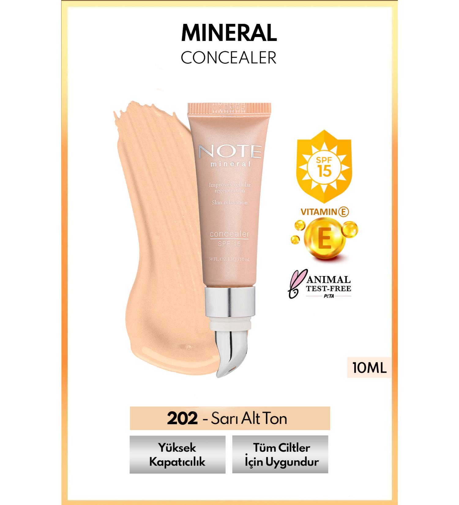 Note Cosmetics Mineral Concealer Spf 15 Intensive Concealer Metal Head Under Eye Concealer - 202 Medium Light - Buy Online on GoSupps.com