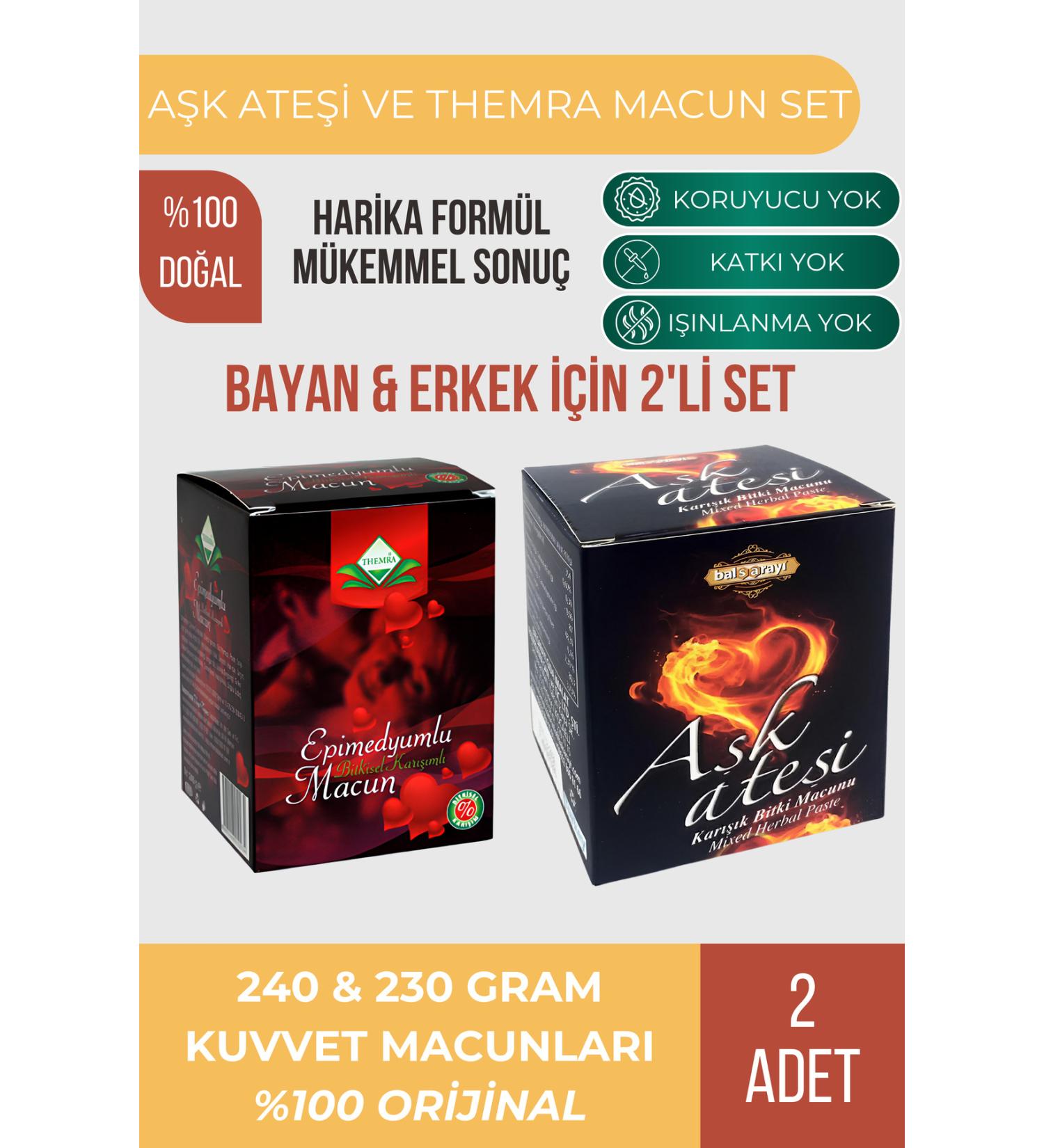 Ball Themra & Love Fire Honey Herbal Mixture Male-Female Paste 2 Pieces 240 & 230 grams Ginseng Paste