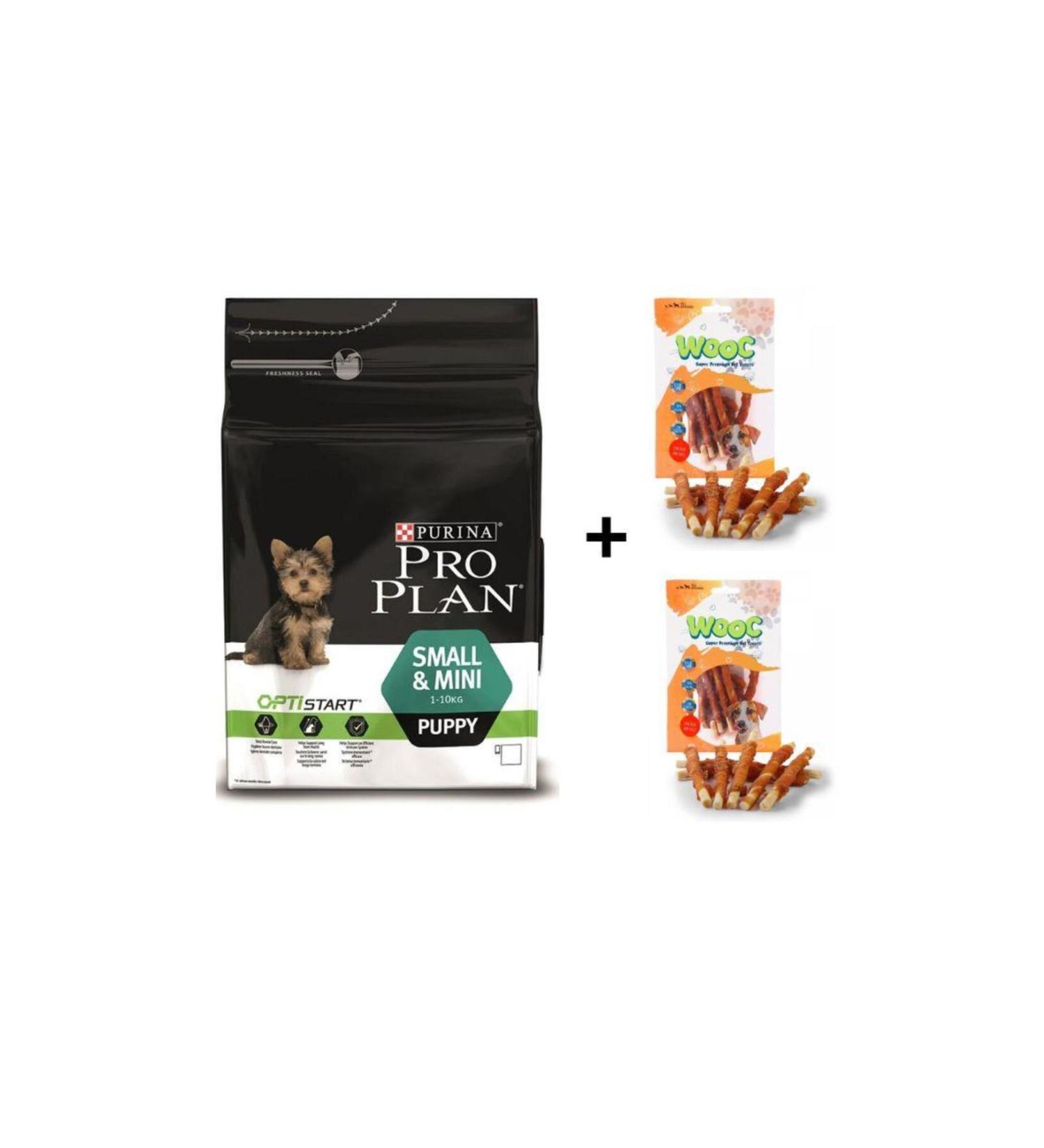 Pro Plan Chicken Small Breed Puppy Food 3 Kg + 2 Wooc Rewards 80 Gr