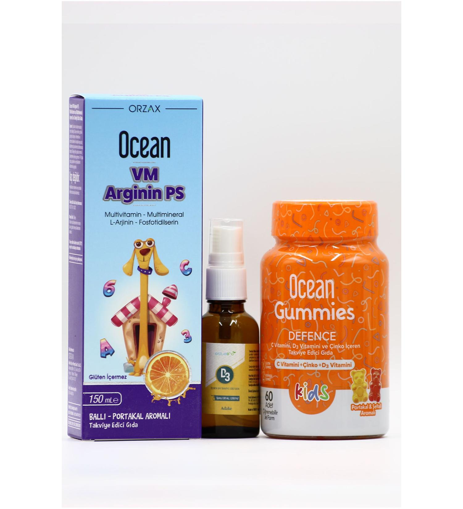 Ocean VM Arg PS D3 Spray and Gummies Defense - Powerful Vitamin and Immunity Pack for Kids - Buy Online on GoSupps.com