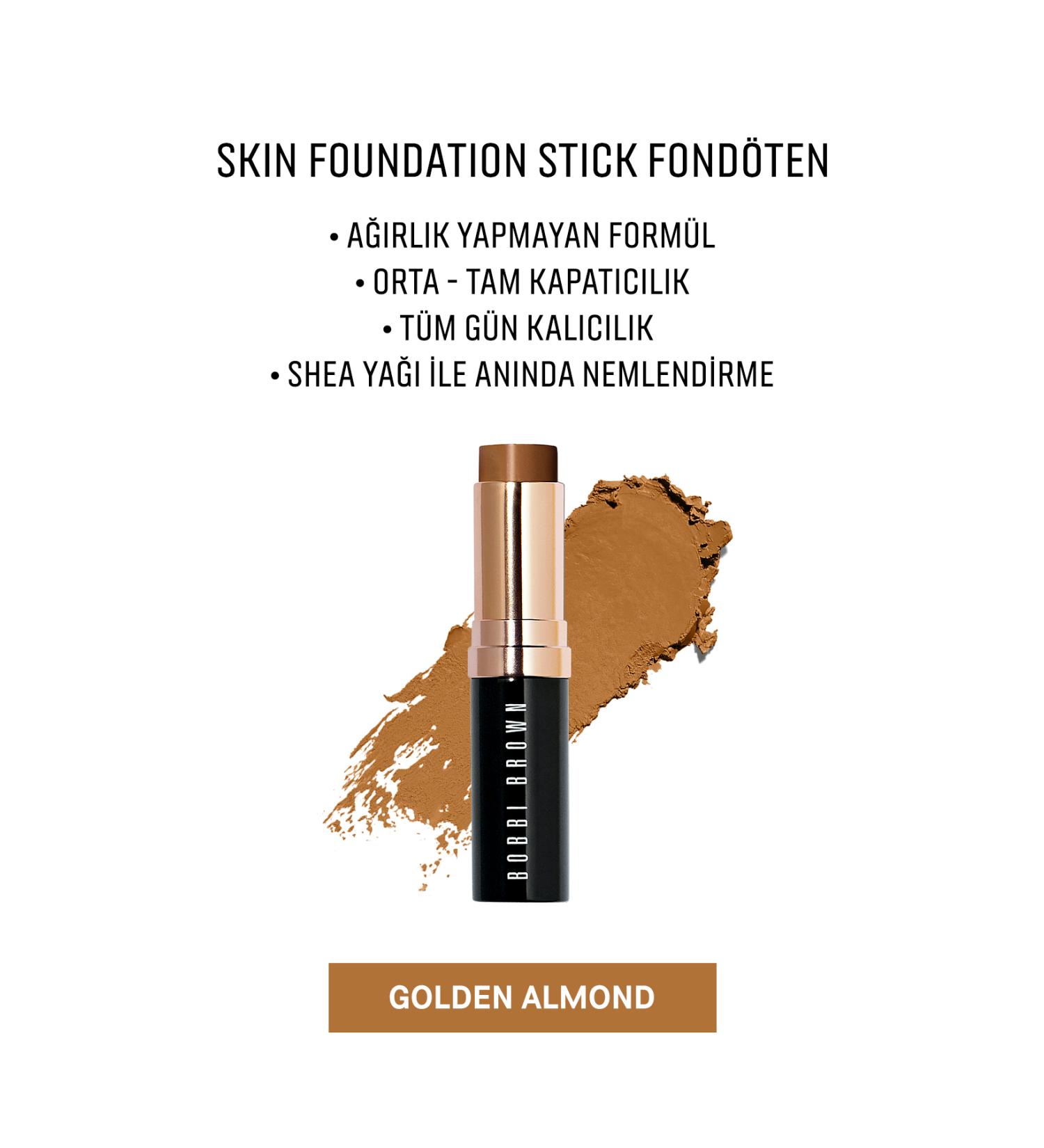 Bobbi Brown Skin Foundation Stick - Portable Moisturizing Stick Foundation 9g - Golden Almond