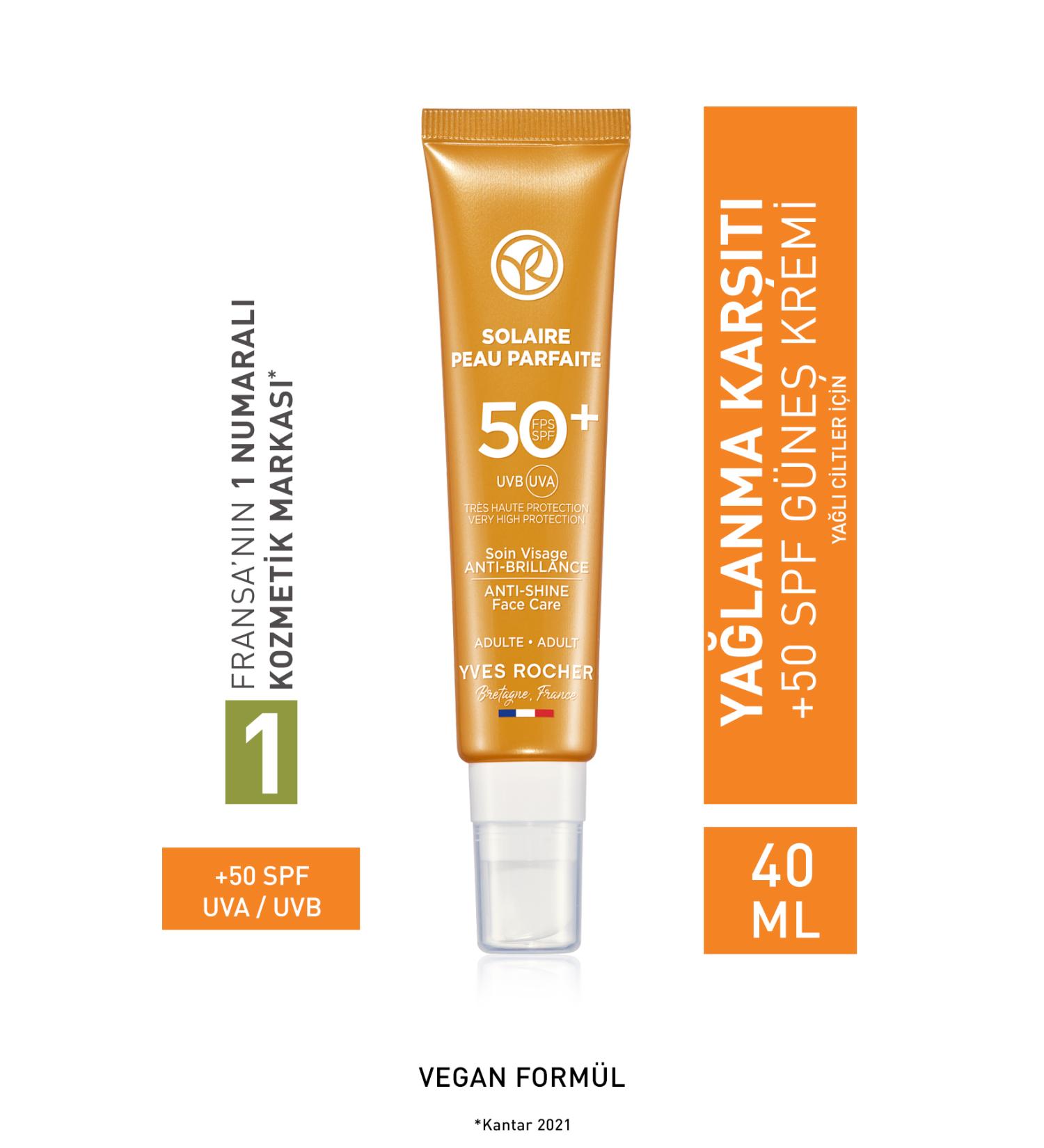Yves Rocher Spf 50 High Protection Anti-Oil and Anti-Stain Face Sun Cream/Solaire Peau Parfaite-40 ml - Buy Online on GoSupps.com