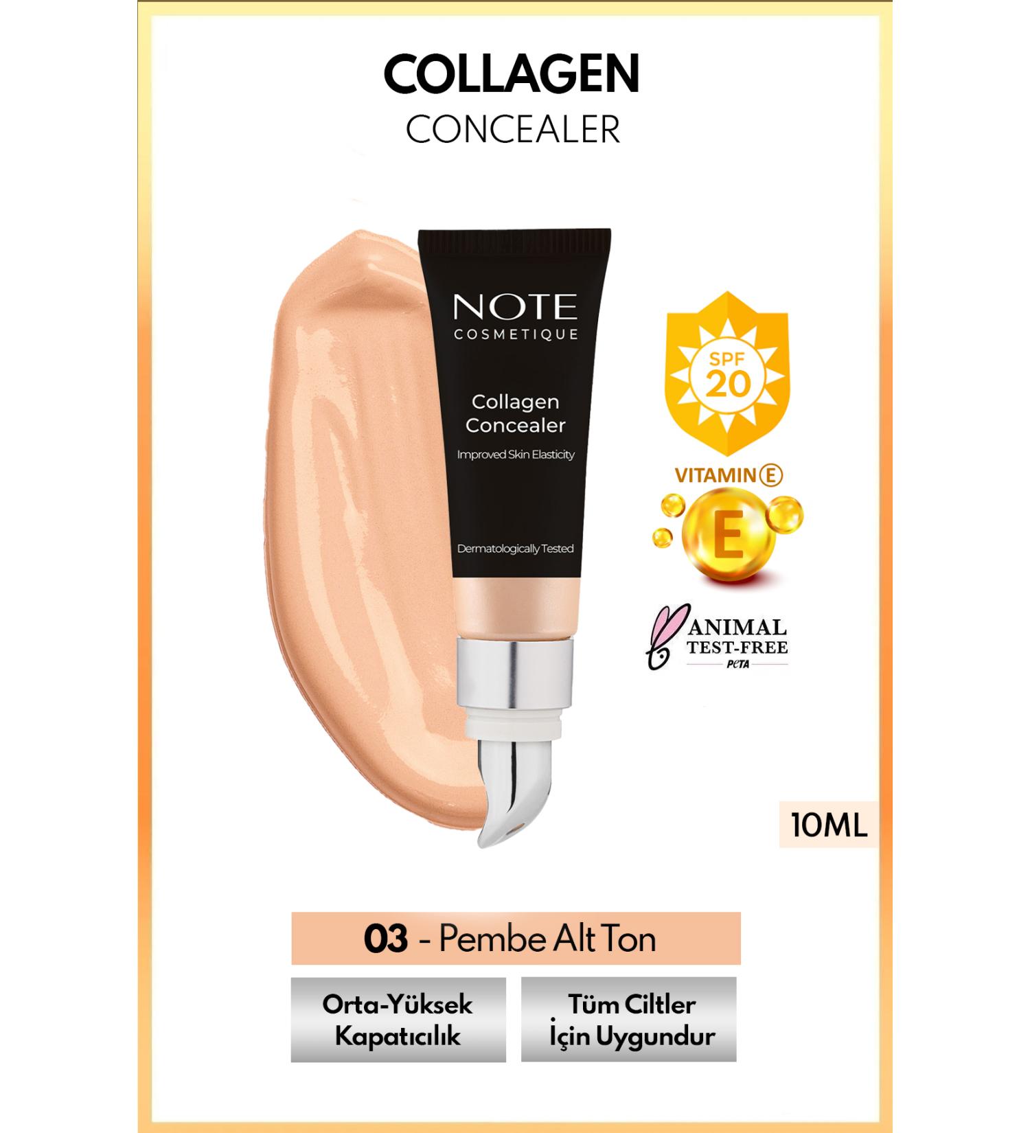 Note Cosmetics Collagen Concealer Spf 20 Collagen Containing Under Eye Concealer - 03 Medium Dark - Buy Online on GoSupps.com