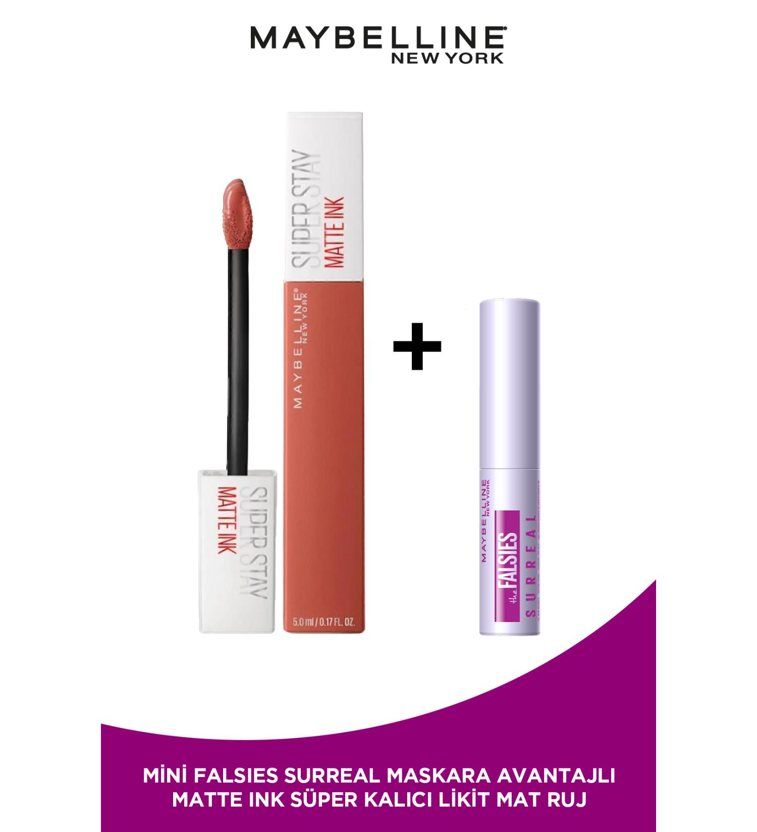 Maybelline New York Super Stay Matte Ink Unnude Liquid Matte Lipstick 70 Amazonian & Mini Falsies Surreal Mascara - Buy Online on GoSupps.com
