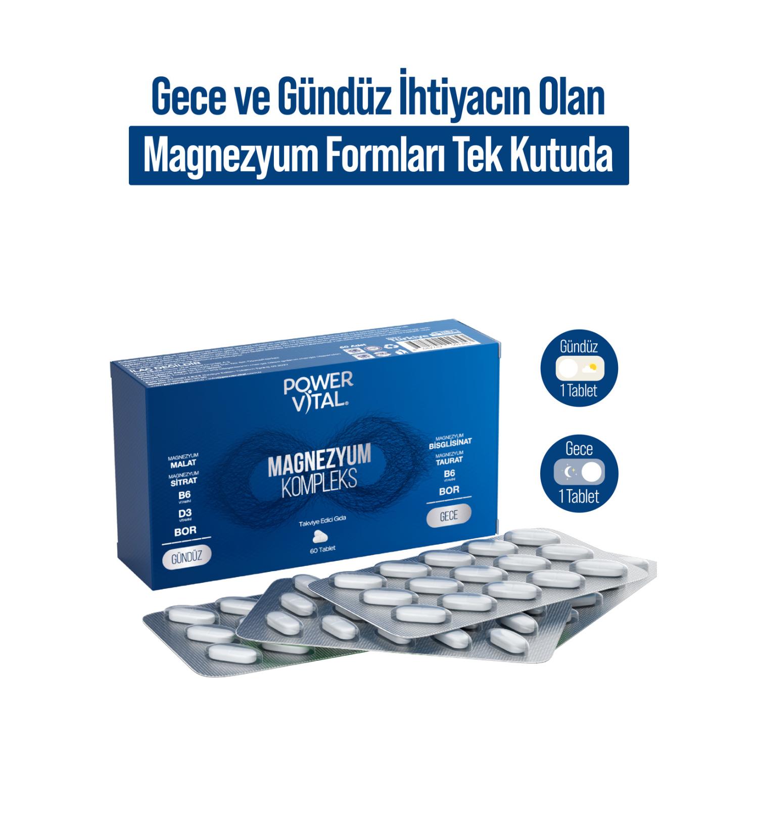 Power Vital Magnesium Complex - Night and Day Forms 60 Tablets - Buy Online on GoSupps.com