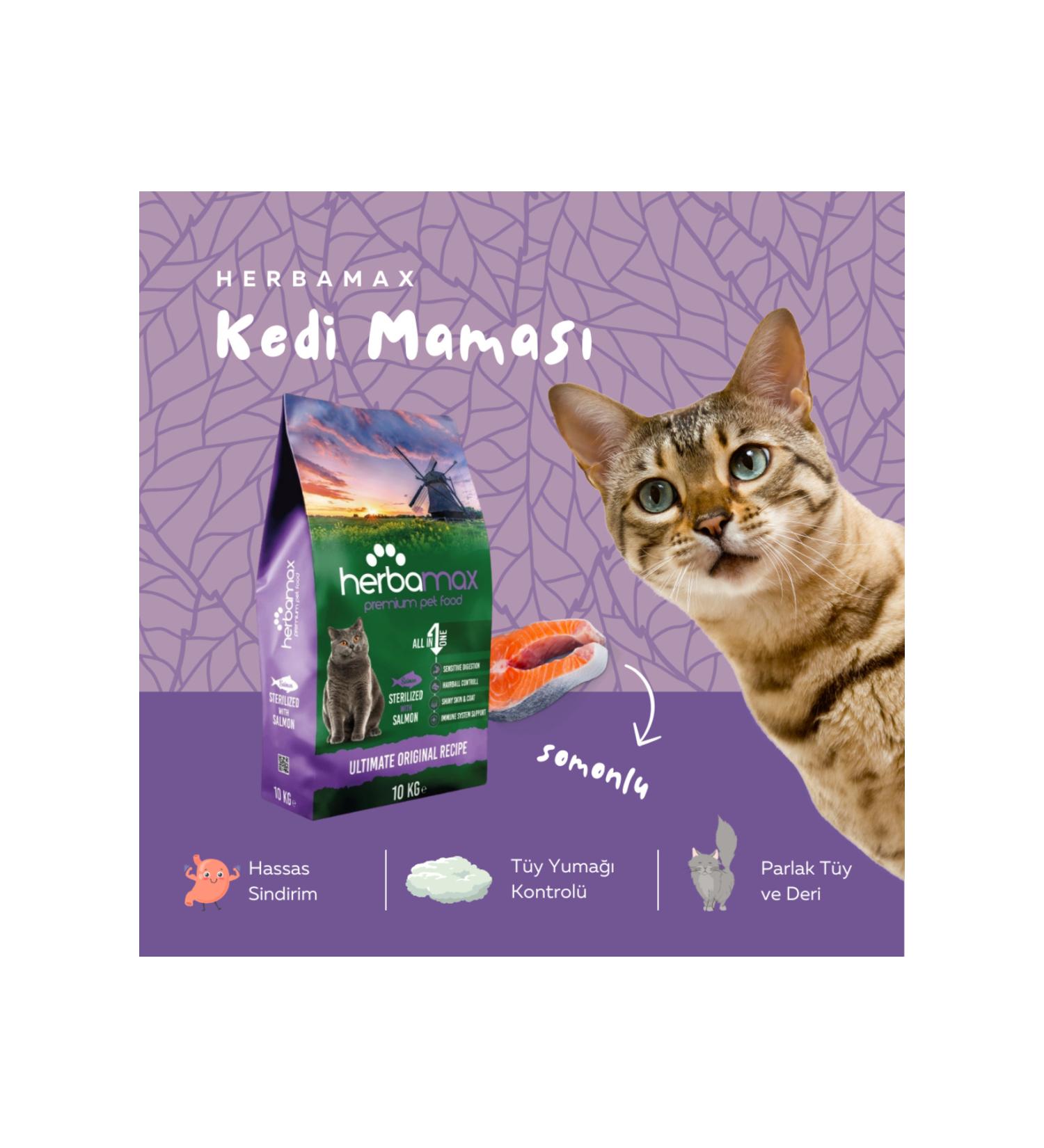 Herba Max Sterilized Adult Cat Food with Neutered Salmon 10kg - Buy Online on GoSupps.com