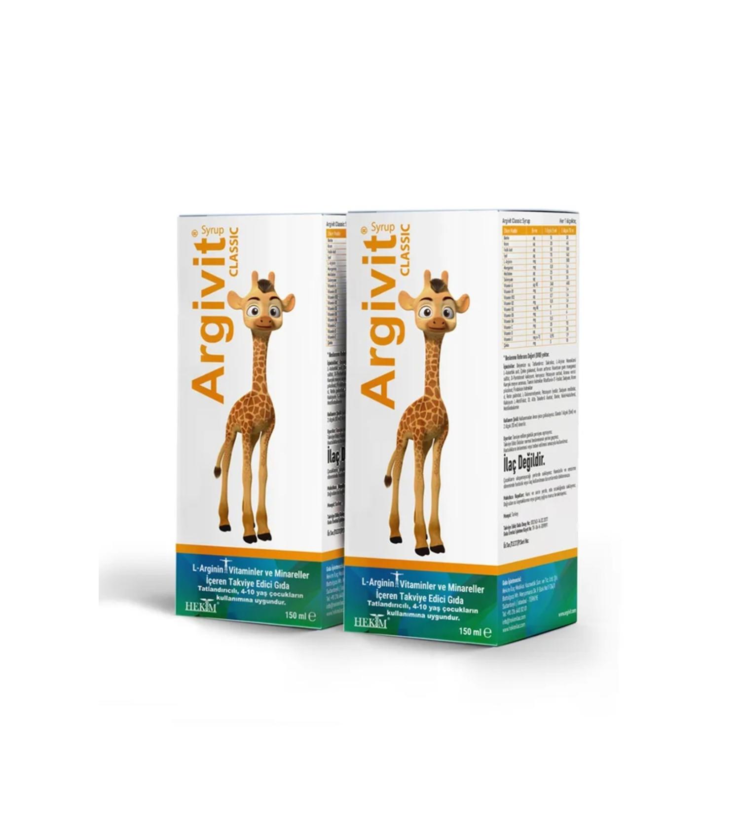 Argivit Classic 2-pack L-arginine Multivitamin Multimineral Syrup 150 ml - Natural Orange and Vanilla Flavor - Buy Online on GoSupps.com