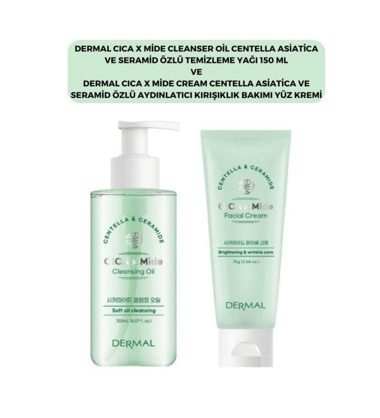 Dermal Cica X Mide Centella Asiatica Extract Cleansing Oil and Face Cream
