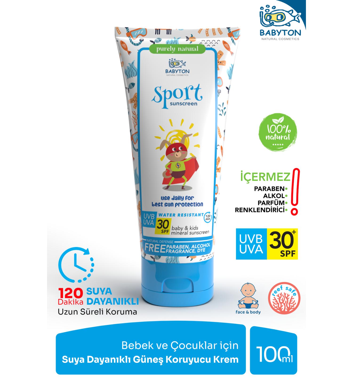 BABYTON Water Resistant Sunscreen Cream for Babies and Children 100 ml - Buy Online on GoSupps.com