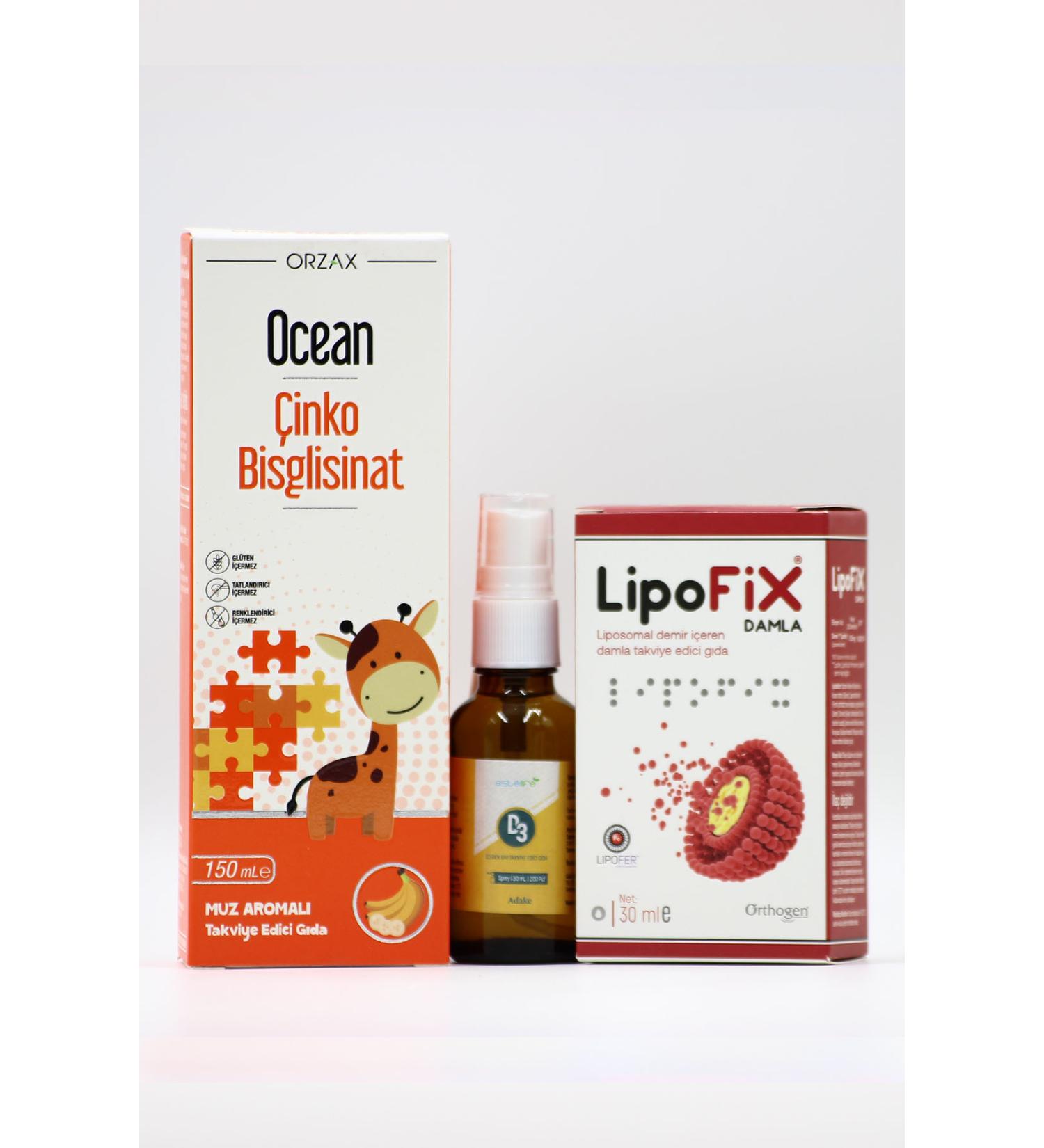 Ocean Powerful Health Set for Children: Ocean Zinc Estellife D3 & LipoFix Iron Drops - Buy Online on GoSupps.com